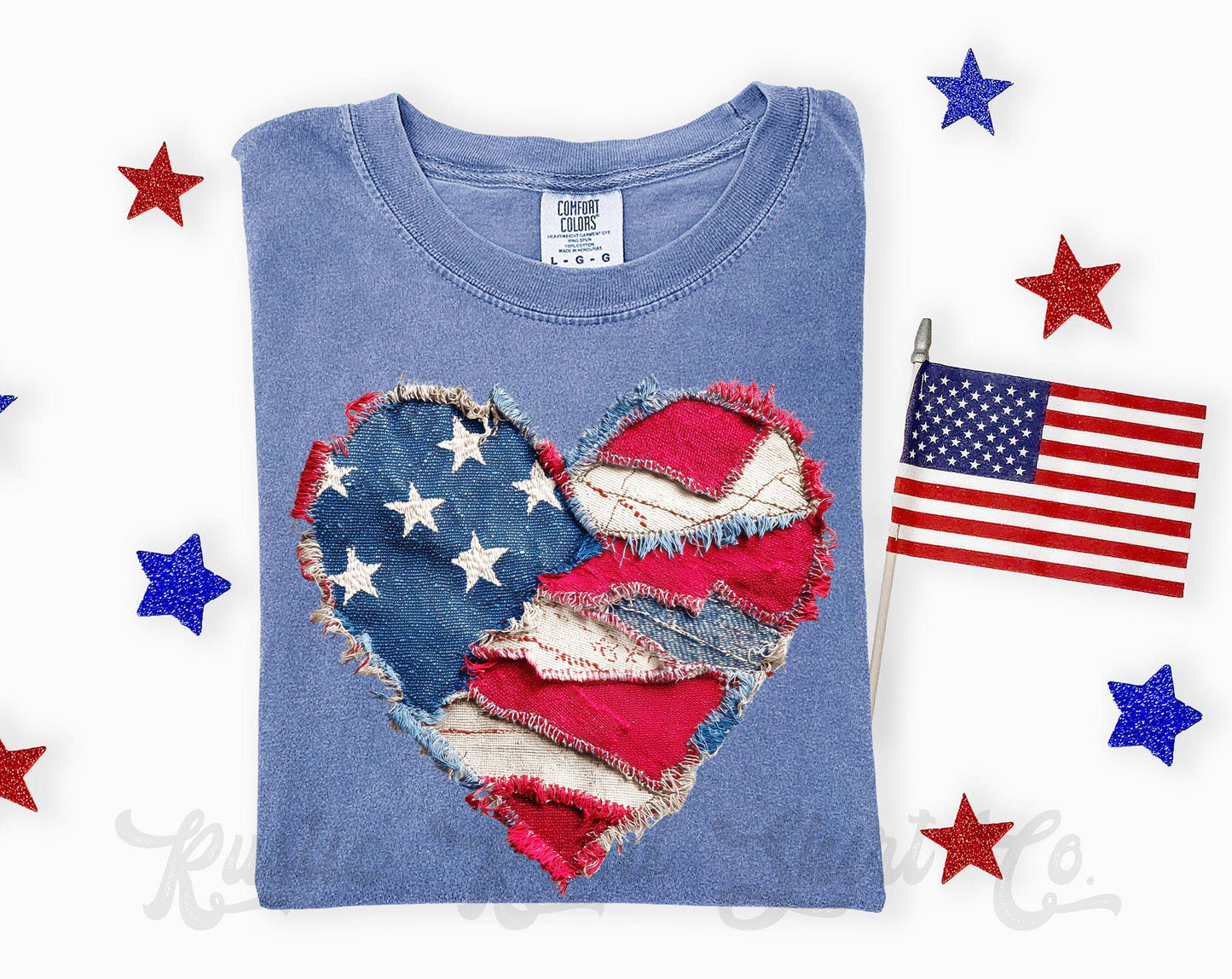 American Flag Heart Shirt, 4th of July Shirt, Comfort Colors Shirt