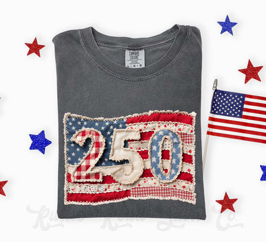 250 Years America Faux Quilt Shirt, 4th of July Shirt, Comfort Colors Shirt