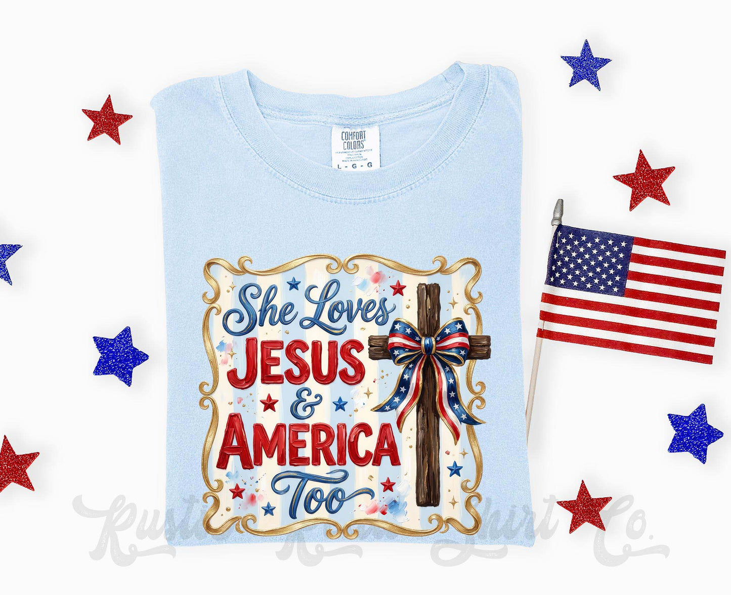 She Loves Jesus and America Too Shirt, 4th of July Shirt, Comfort Colors Shirt