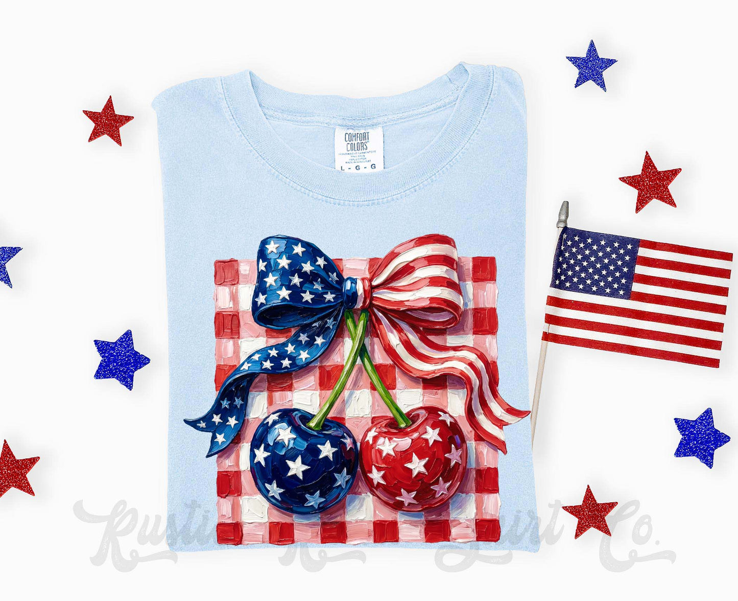 American Flag Cherry Coquette Shirt, 4th of July Shirt, Comfort Colors Shirt