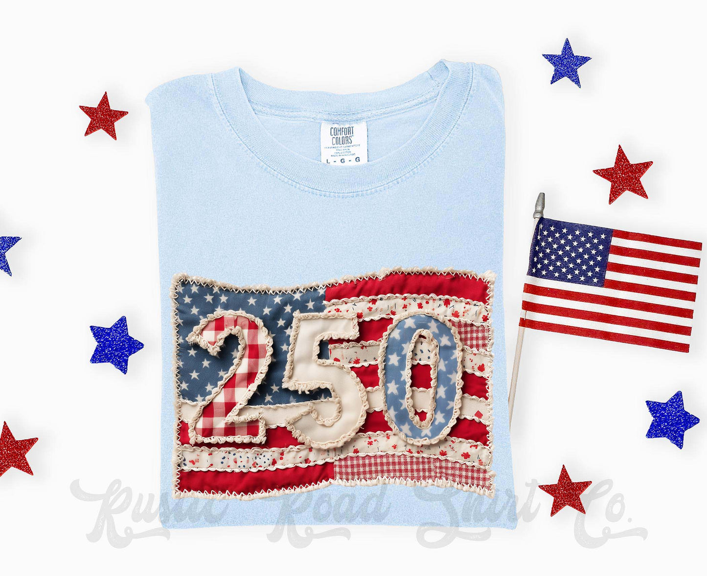 250 Years America Faux Quilt Shirt, 4th of July Shirt, Comfort Colors Shirt