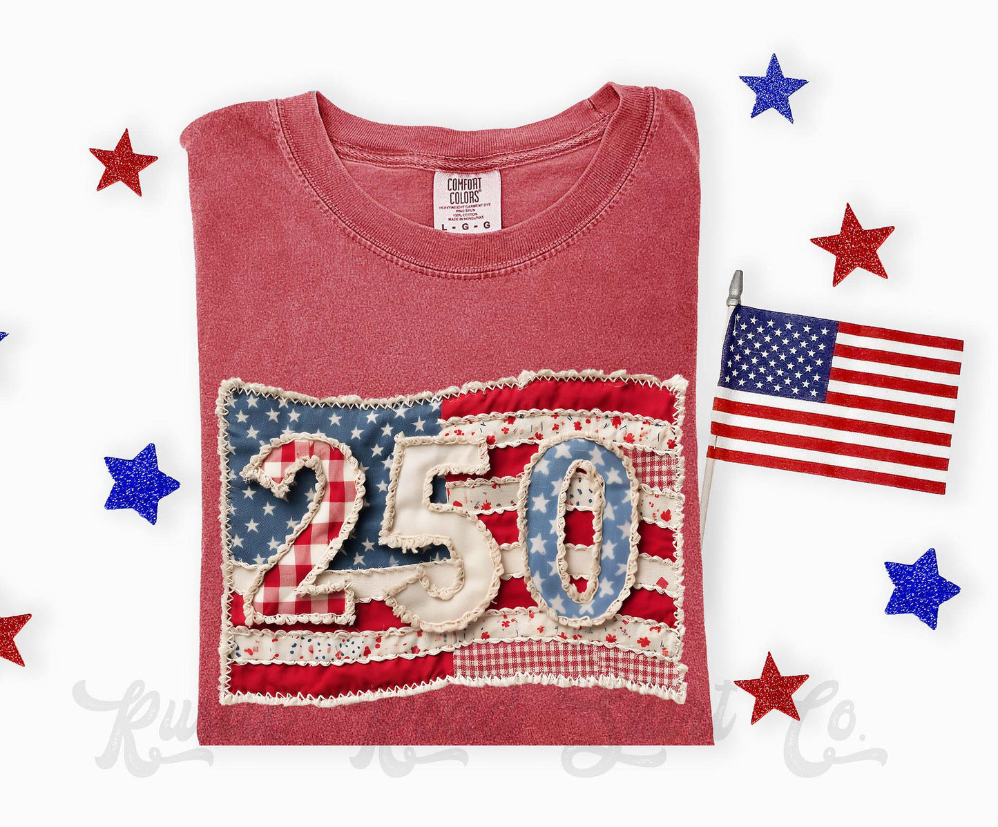 250 Years America Faux Quilt Shirt, 4th of July Shirt, Comfort Colors Shirt