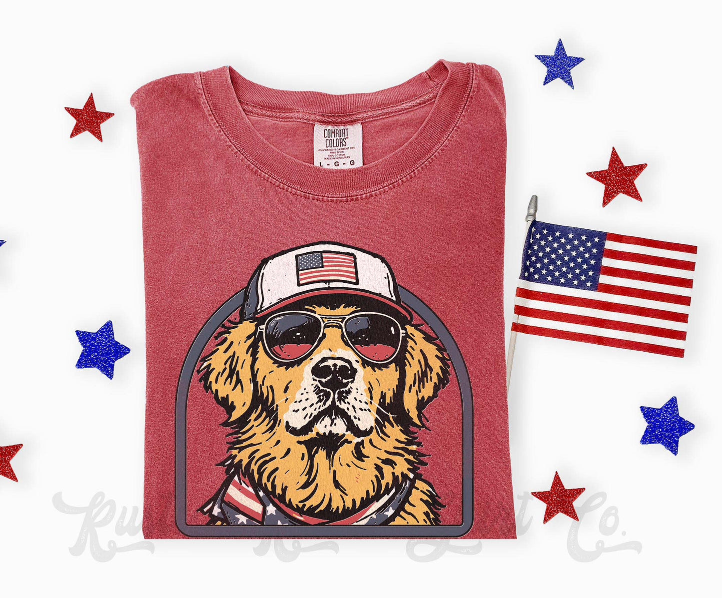 Golden Retriever 4th of July Shirt, Dog Patriotic Shirt, Comfort Colors Shirt