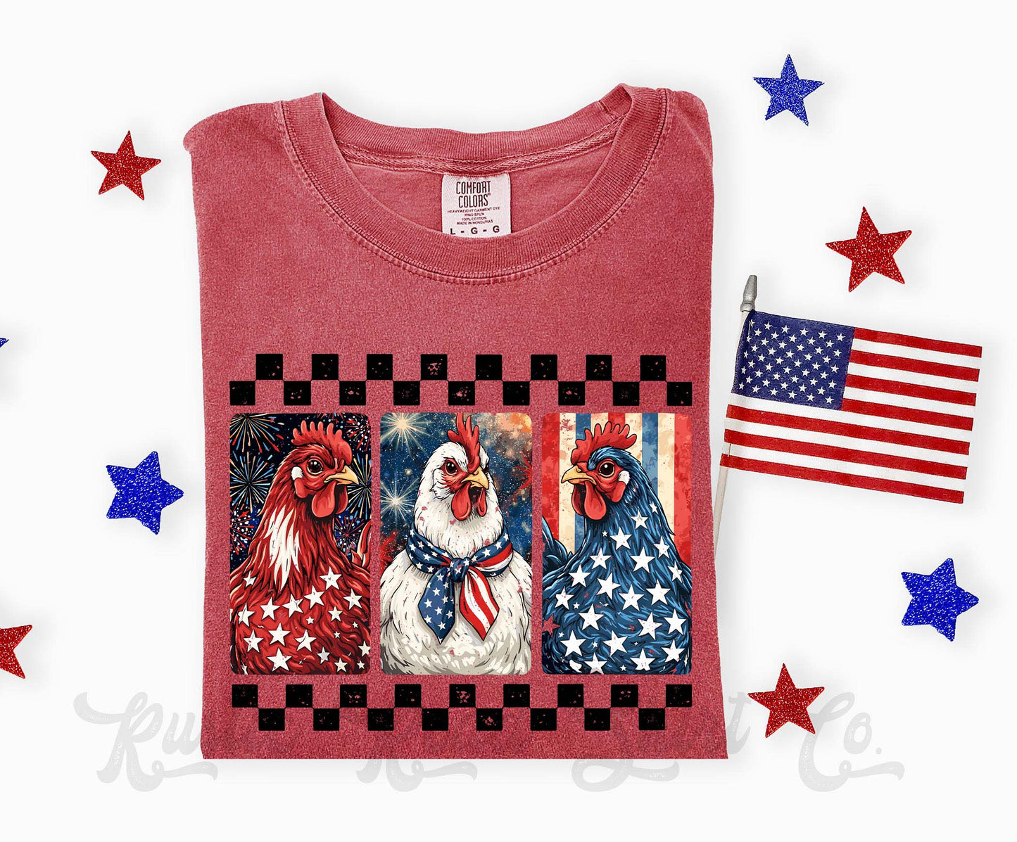 Chicken 4th of July Shirt, 4th of July Shirt, Comfort Colors Shirt