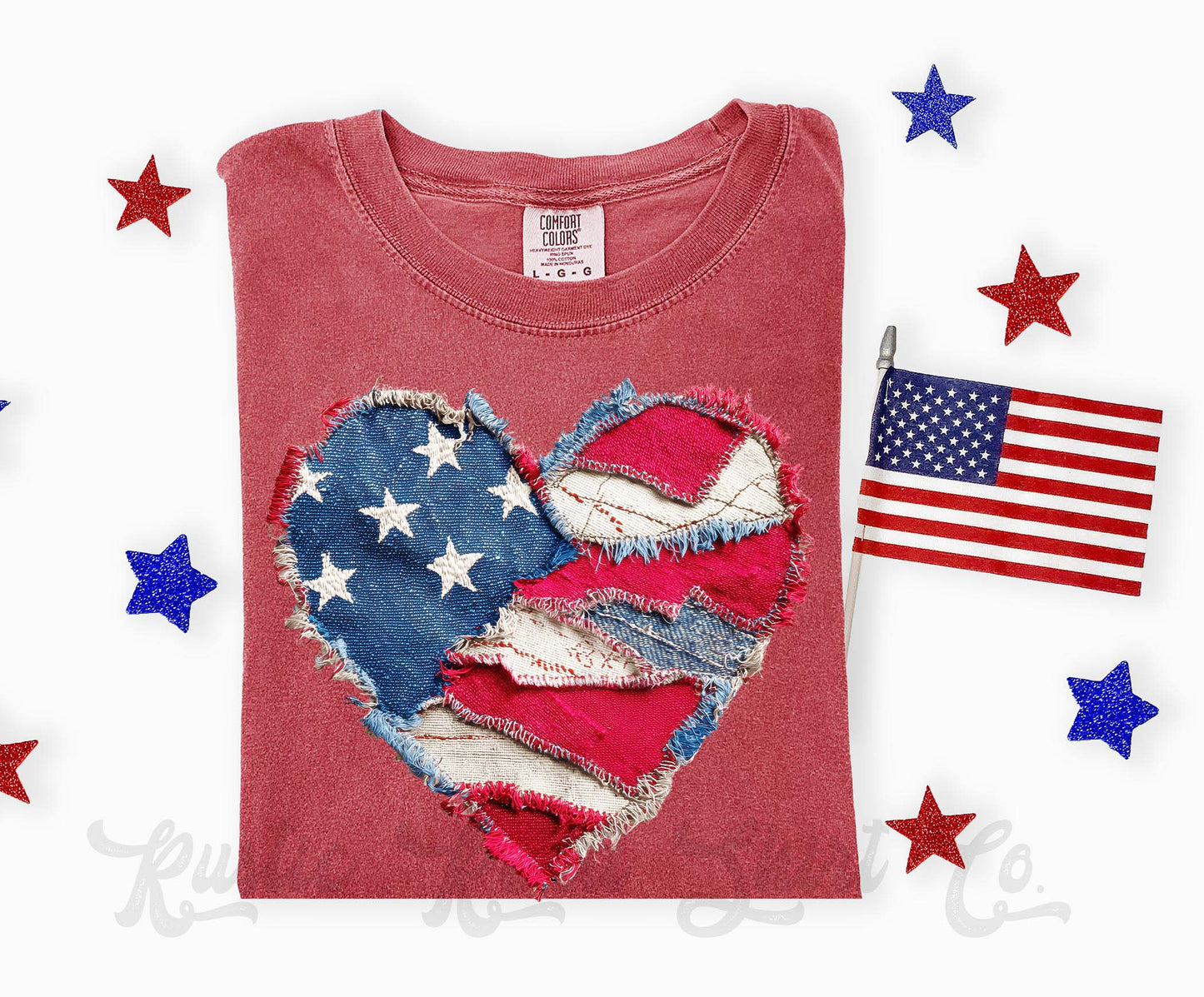 American Flag Heart Shirt, 4th of July Shirt, Comfort Colors Shirt