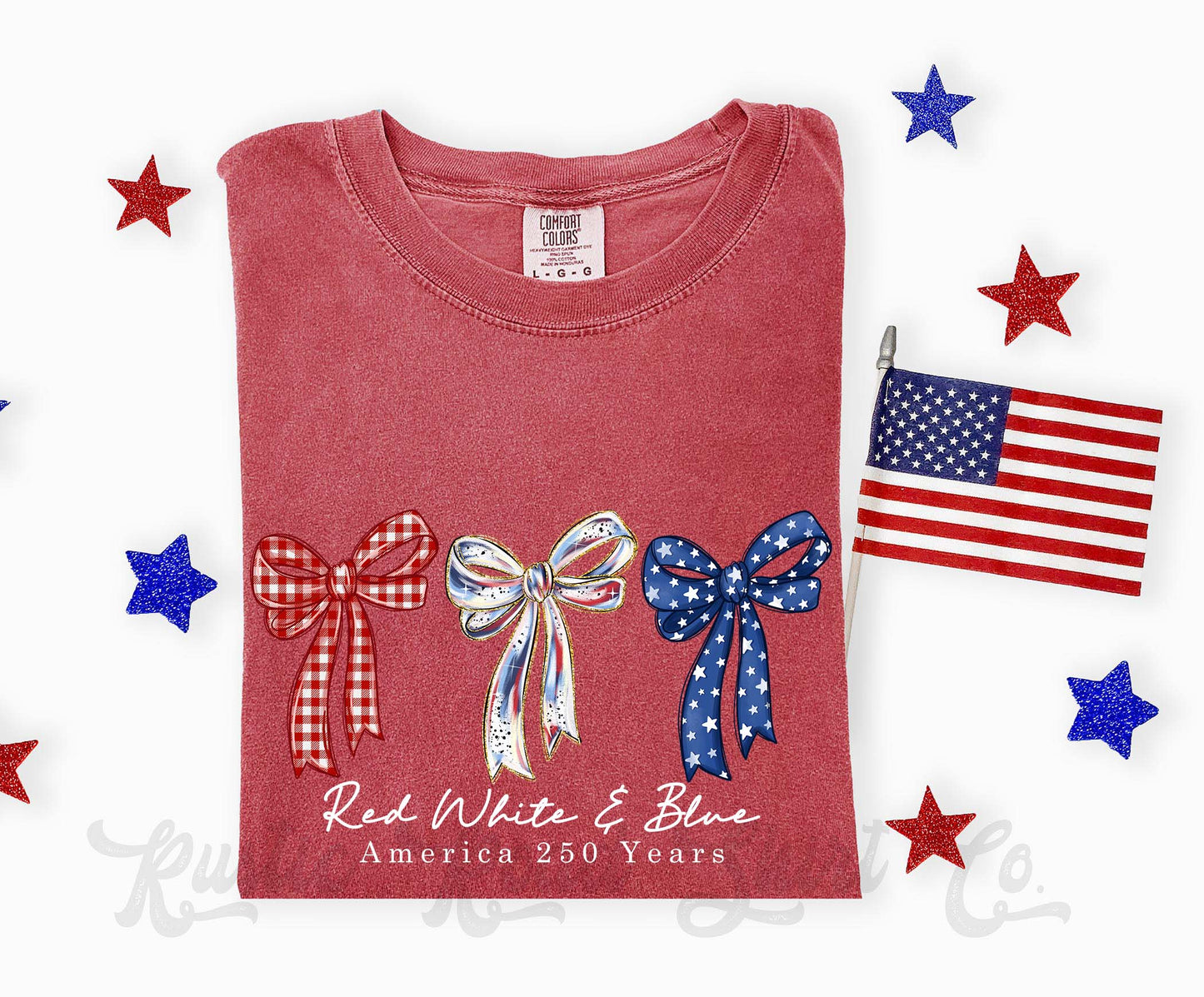 Red White and Blue Bows Shirt, 4th of July Shirt, Comfort Colors Shirt