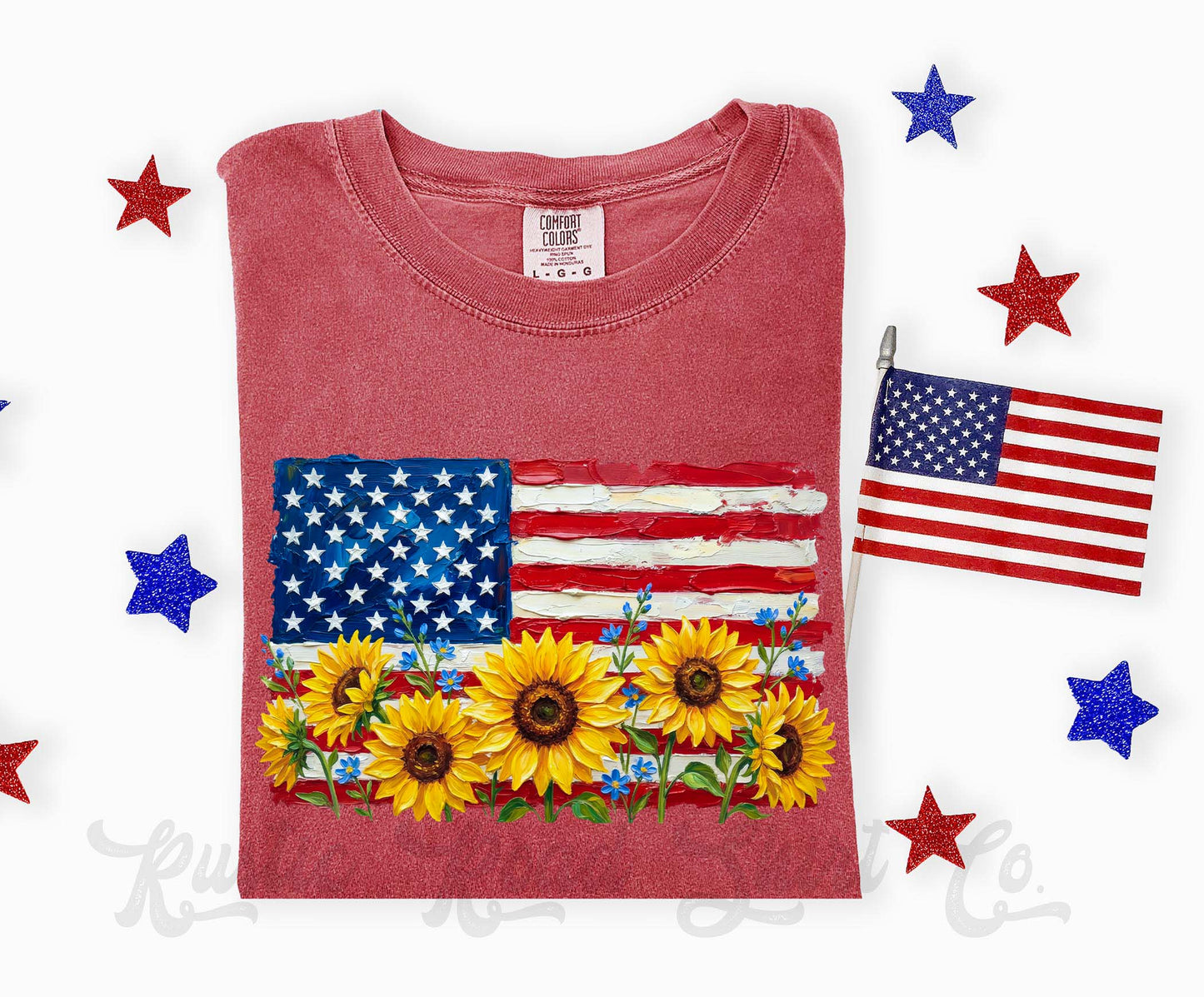 American Flag Sunflower Shirt, 4th of July Shirt, Comfort Colors Shirt
