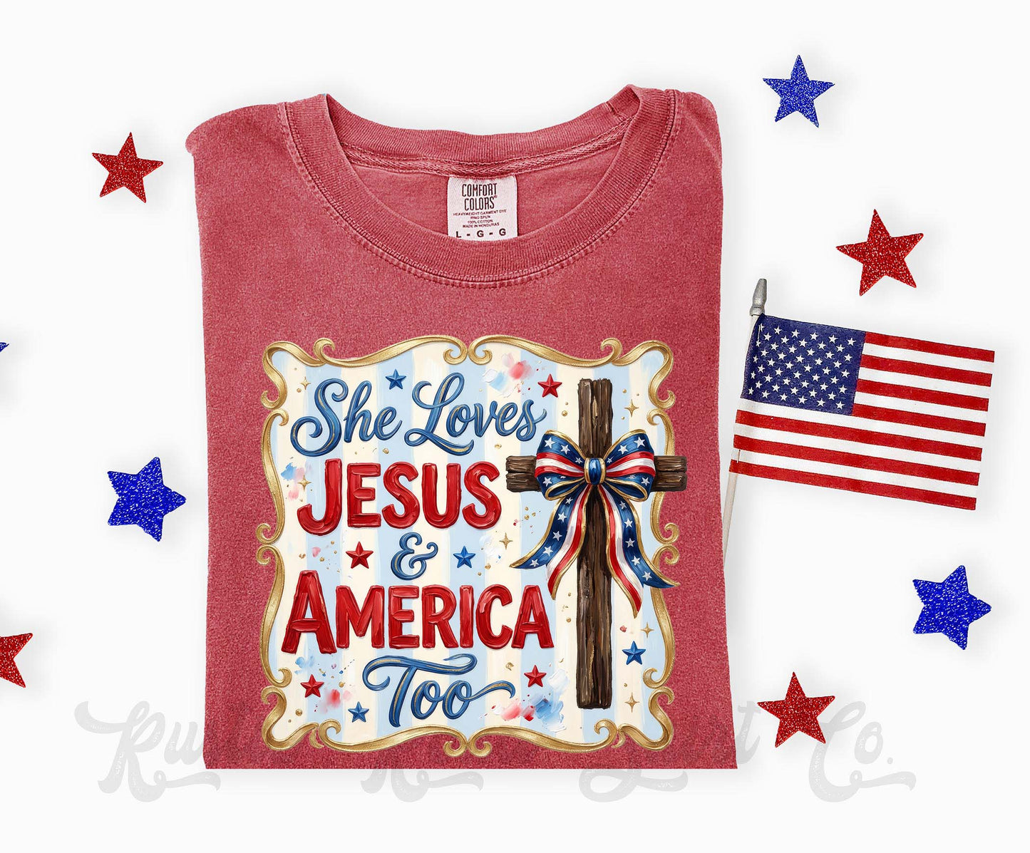She Loves Jesus and America Too Shirt, 4th of July Shirt, Comfort Colors Shirt