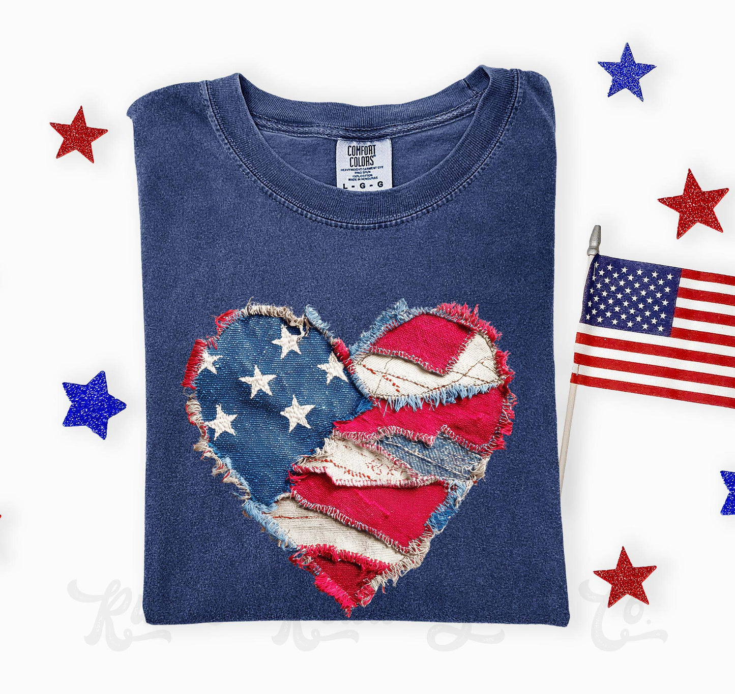 American Flag Heart Shirt, 4th of July Shirt, Comfort Colors Shirt