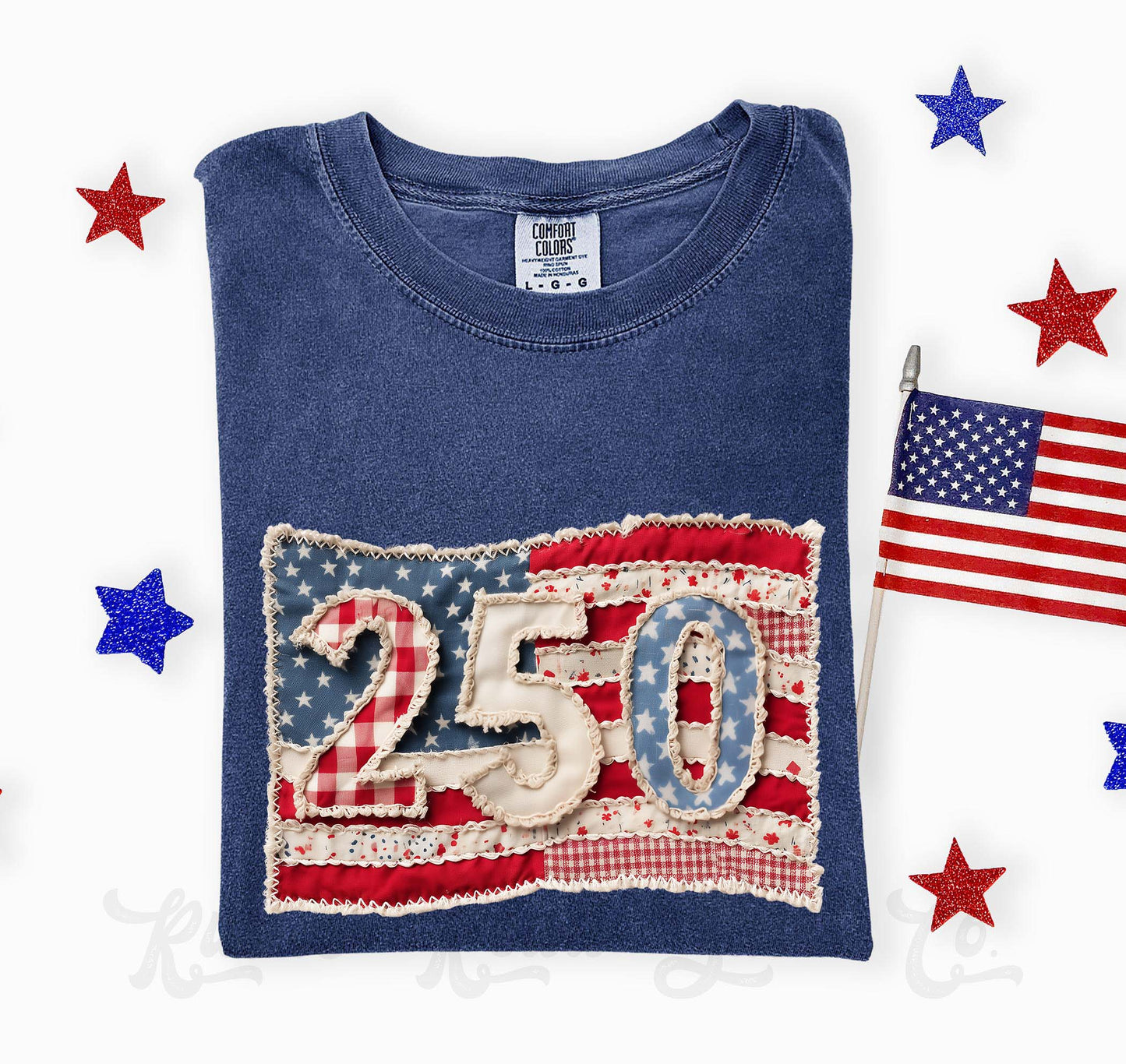 250 Years America Faux Quilt Shirt, 4th of July Shirt, Comfort Colors Shirt