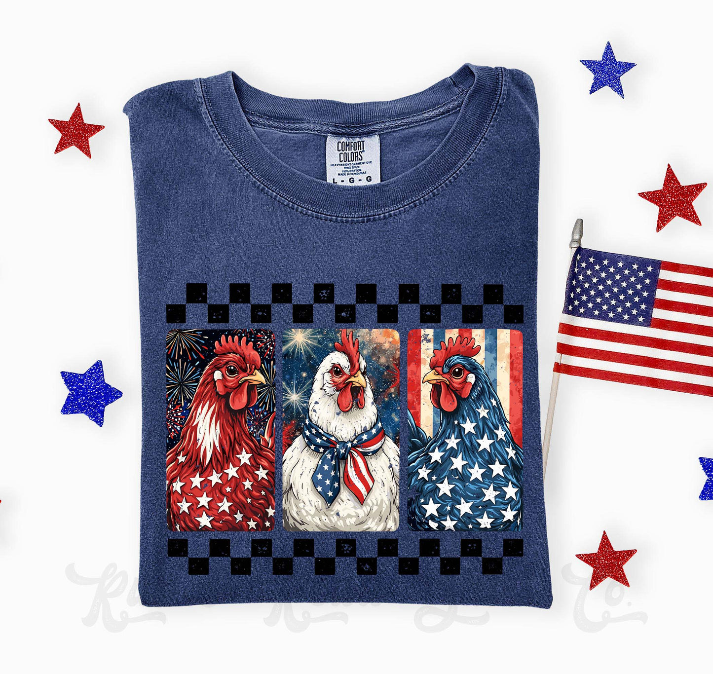 Chicken 4th of July Shirt, 4th of July Shirt, Comfort Colors Shirt