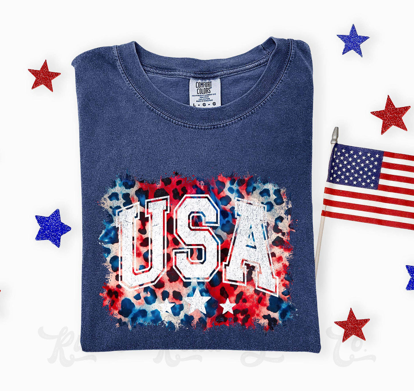USA Cheetah Print Shirt, 4th of July Shirt, Comfort Colors Shirt