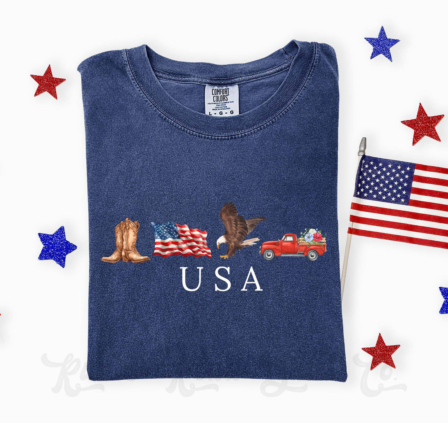 USA Vintage Inspired Shirt, Patriotic Shirt, 4th of July Shirt, Comfort Colors Shirt