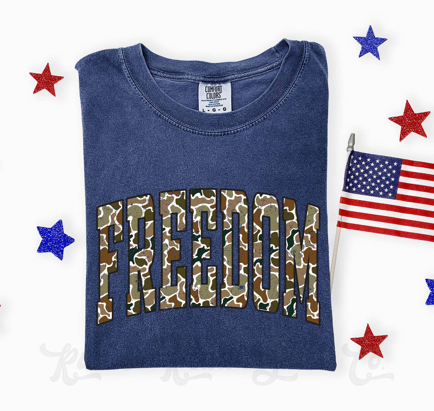 Camo Freedom Shirt, 4th of July Shirt, Comfort Colors Shirt