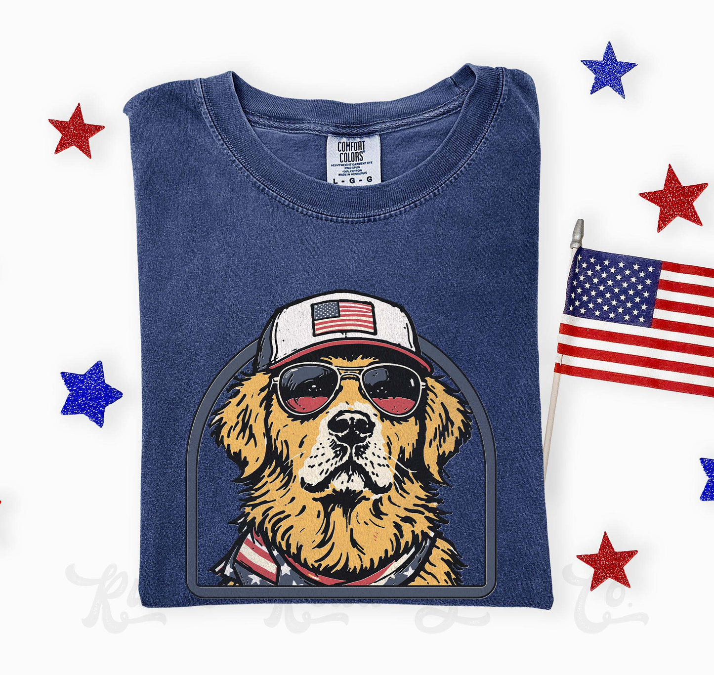 Golden Retriever 4th of July Shirt, Dog Patriotic Shirt, Comfort Colors Shirt