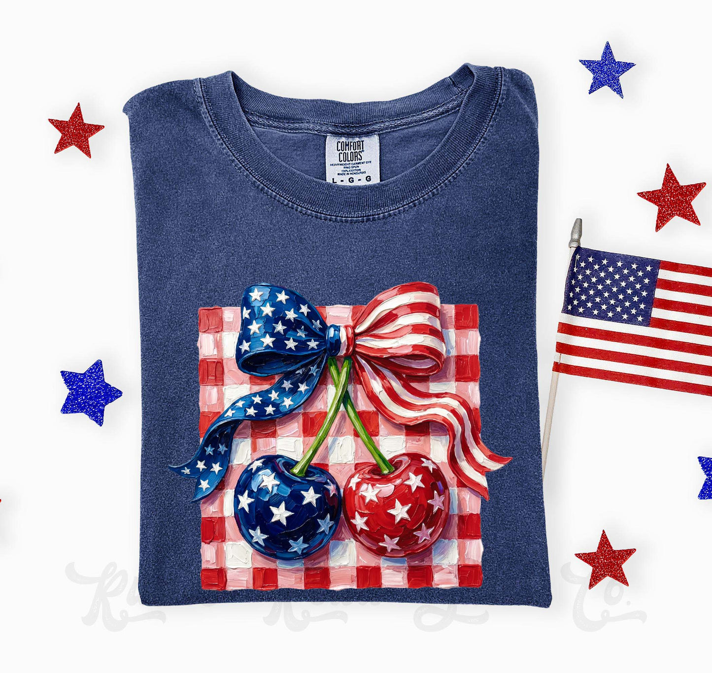 American Flag Cherry Coquette Shirt, 4th of July Shirt, Comfort Colors Shirt