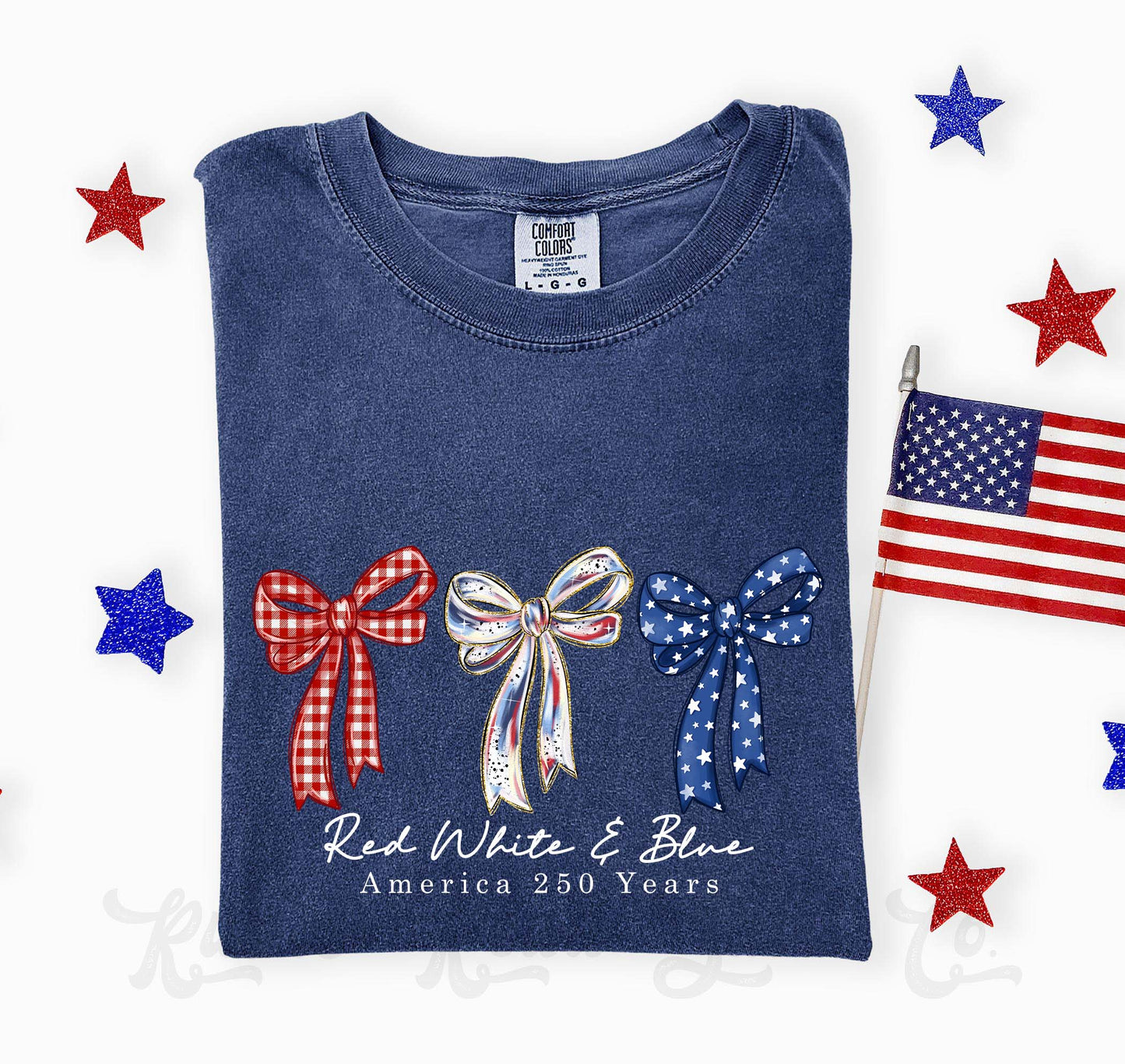 Red White and Blue Bows Shirt, 4th of July Shirt, Comfort Colors Shirt