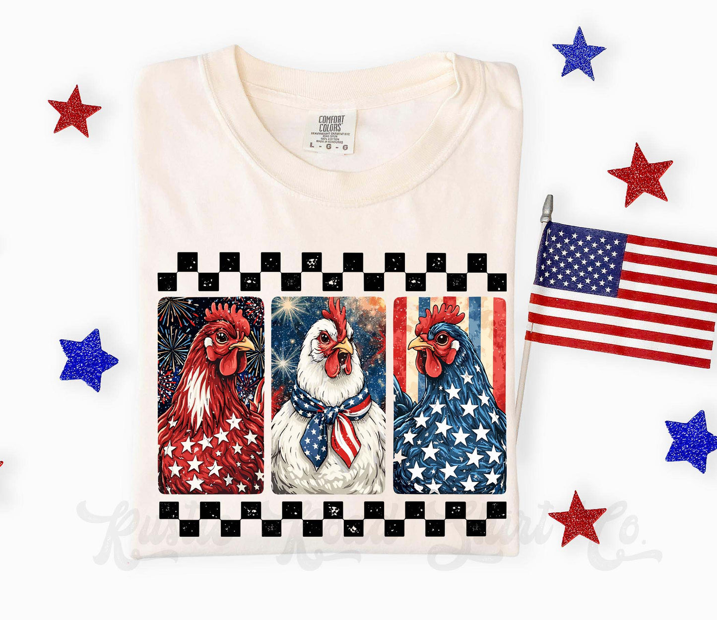 Chicken 4th of July Shirt, 4th of July Shirt, Comfort Colors Shirt