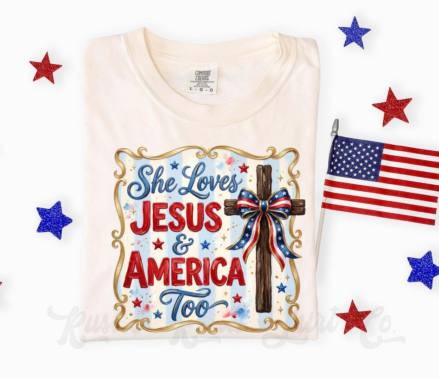She Loves Jesus and America Too Shirt, 4th of July Shirt, Comfort Colors Shirt