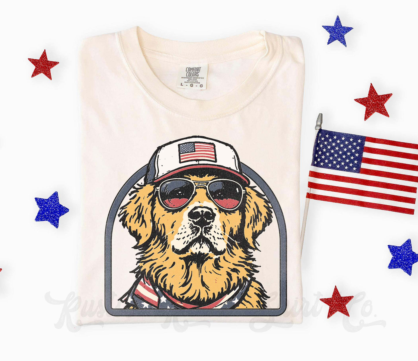 Golden Retriever 4th of July Shirt, Dog Patriotic Shirt, Comfort Colors Shirt