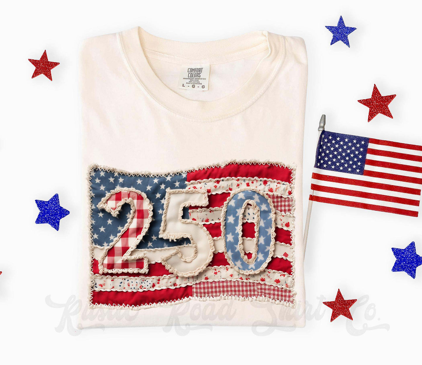 250 Years America Faux Quilt Shirt, 4th of July Shirt, Comfort Colors Shirt