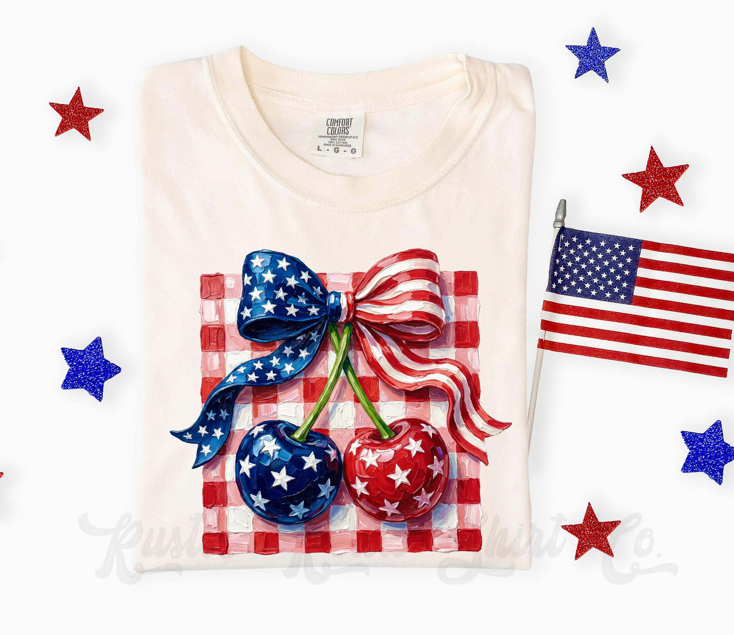 American Flag Cherry Coquette Shirt, 4th of July Shirt, Comfort Colors Shirt