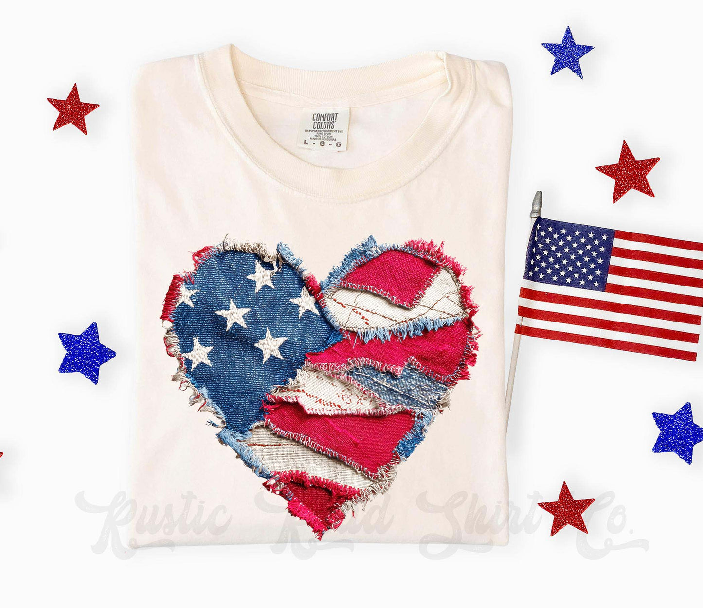 American Flag Heart Shirt, 4th of July Shirt, Comfort Colors Shirt
