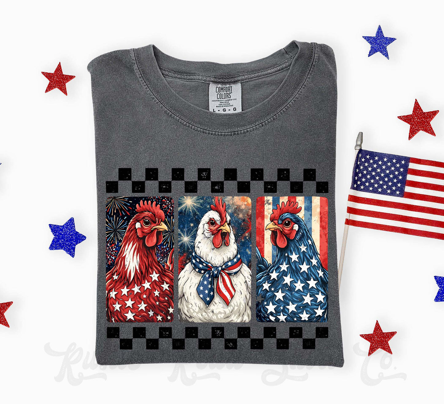 Chicken 4th of July Shirt, 4th of July Shirt, Comfort Colors Shirt