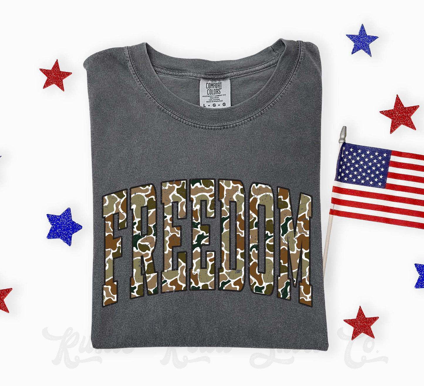Camo Freedom Shirt, 4th of July Shirt, Comfort Colors Shirt