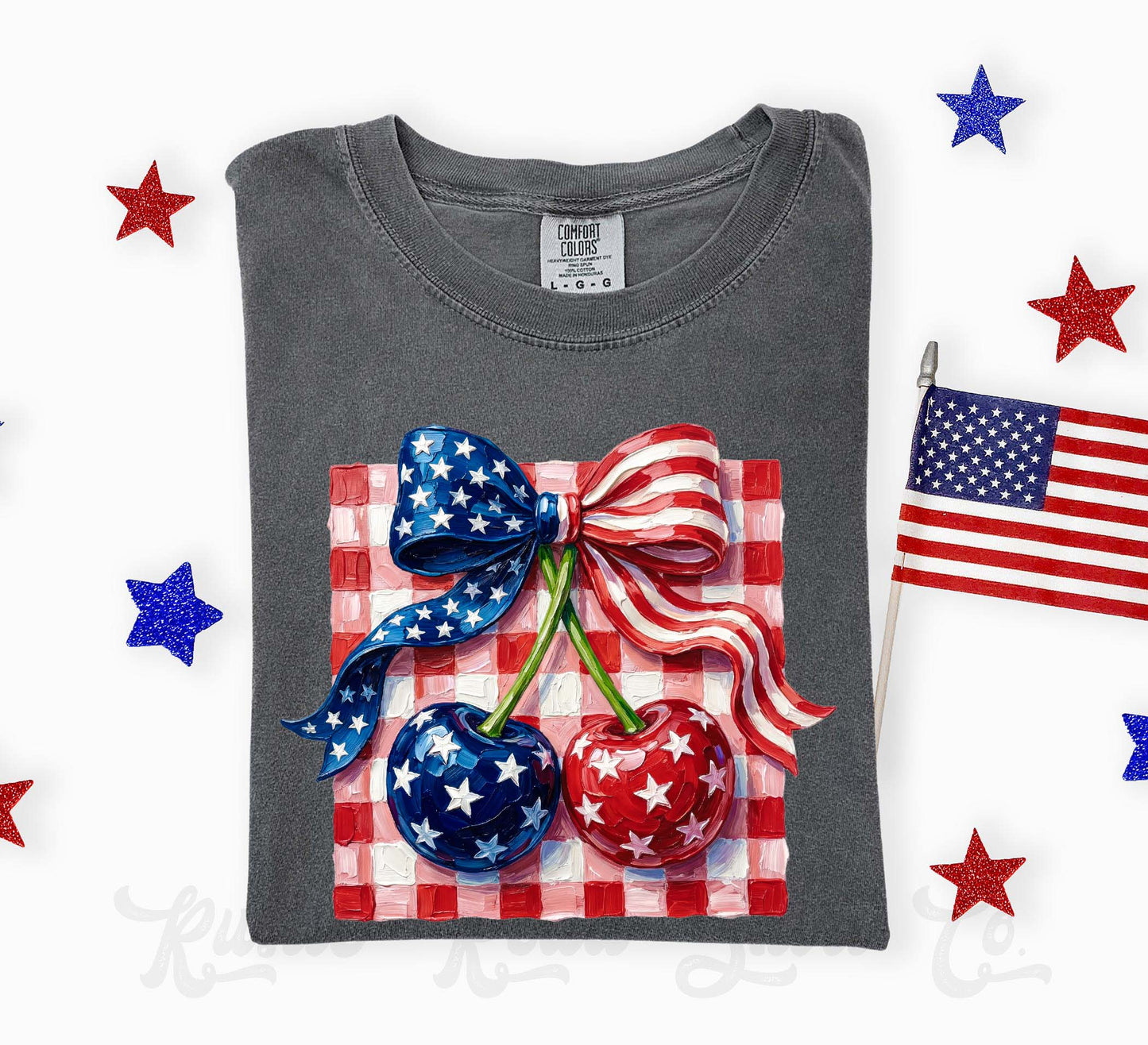 American Flag Cherry Coquette Shirt, 4th of July Shirt, Comfort Colors Shirt