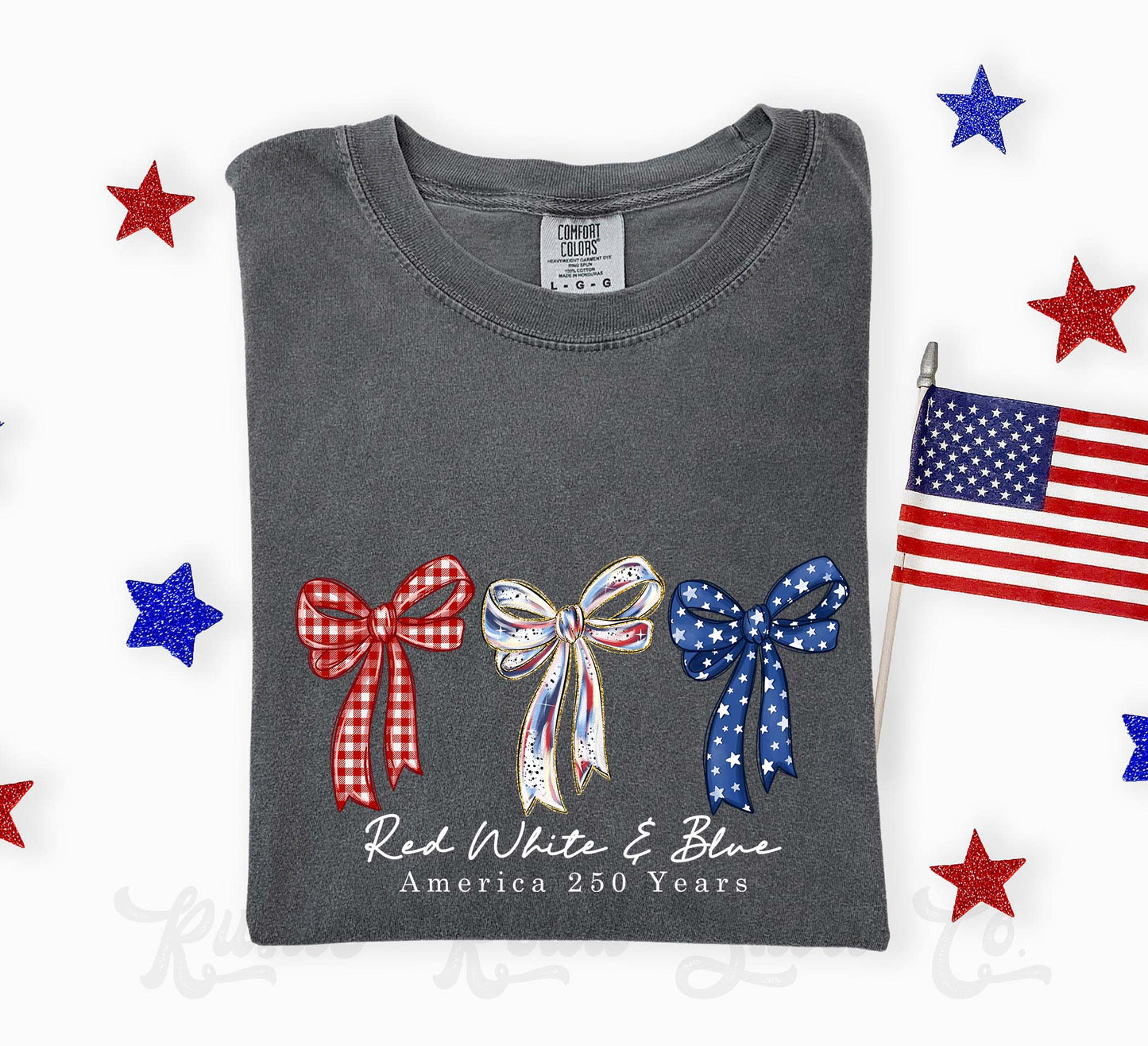 Red White and Blue Bows Shirt, 4th of July Shirt, Comfort Colors Shirt