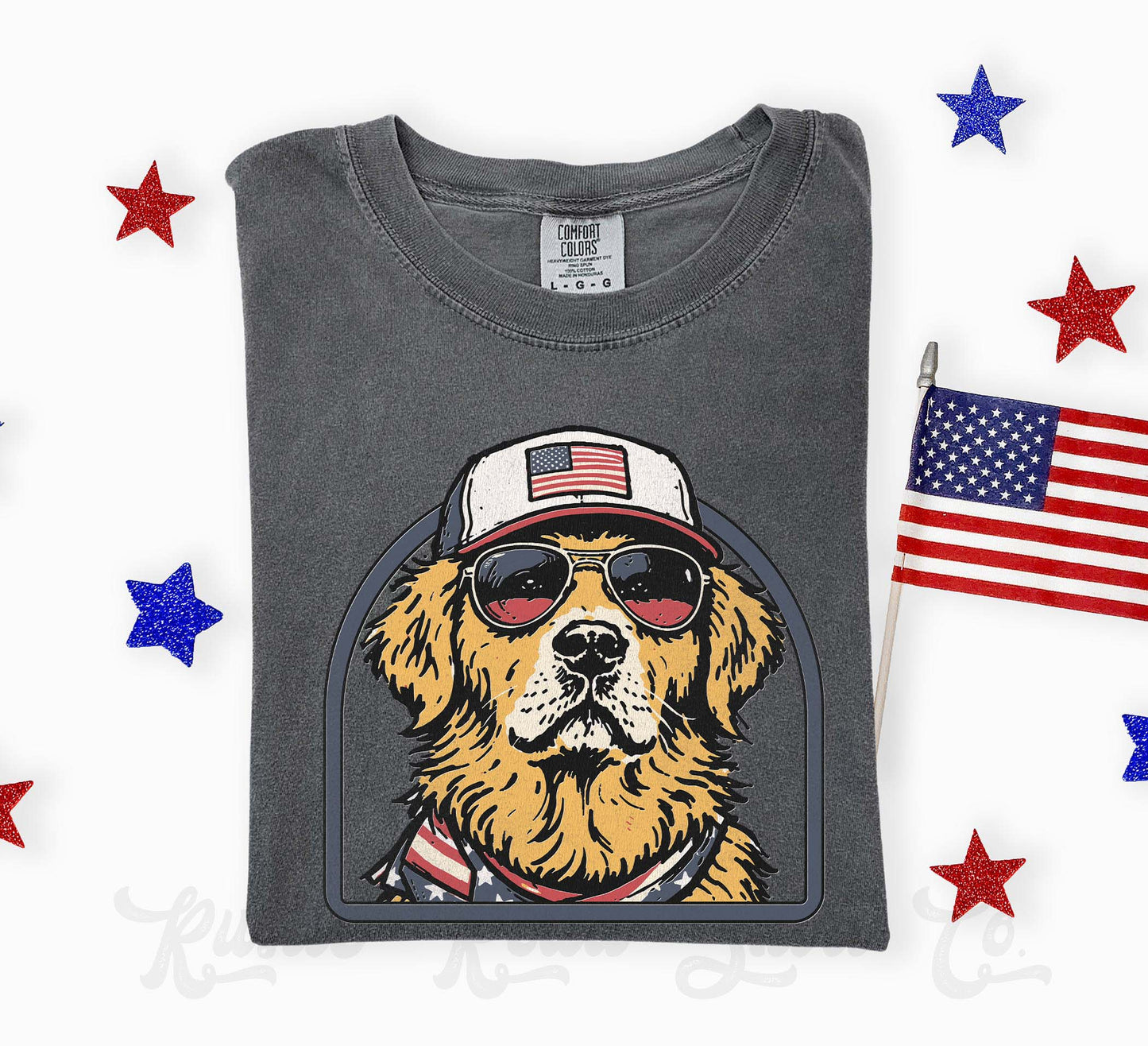 Golden Retriever 4th of July Shirt, Dog Patriotic Shirt, Comfort Colors Shirt
