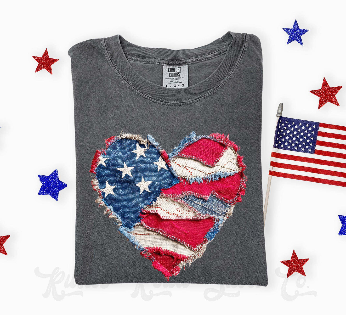 American Flag Heart Shirt, 4th of July Shirt, Comfort Colors Shirt