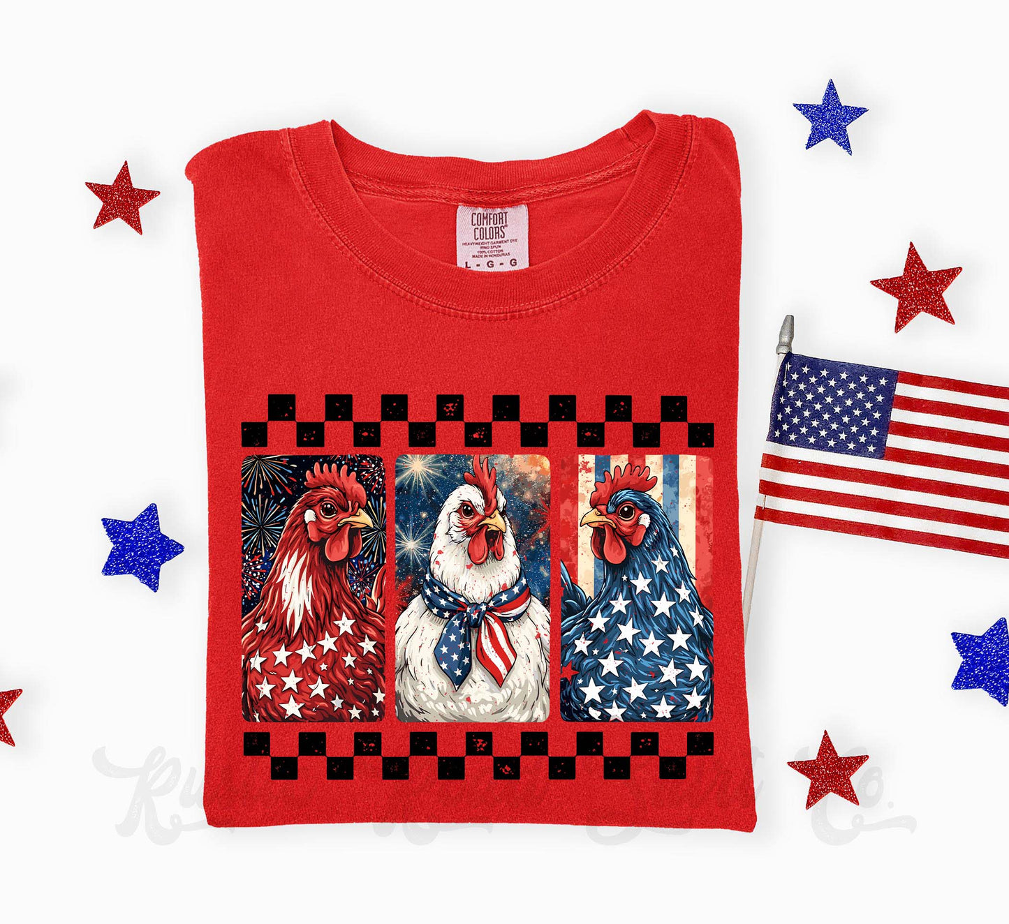 Chicken 4th of July Shirt, 4th of July Shirt, Comfort Colors Shirt