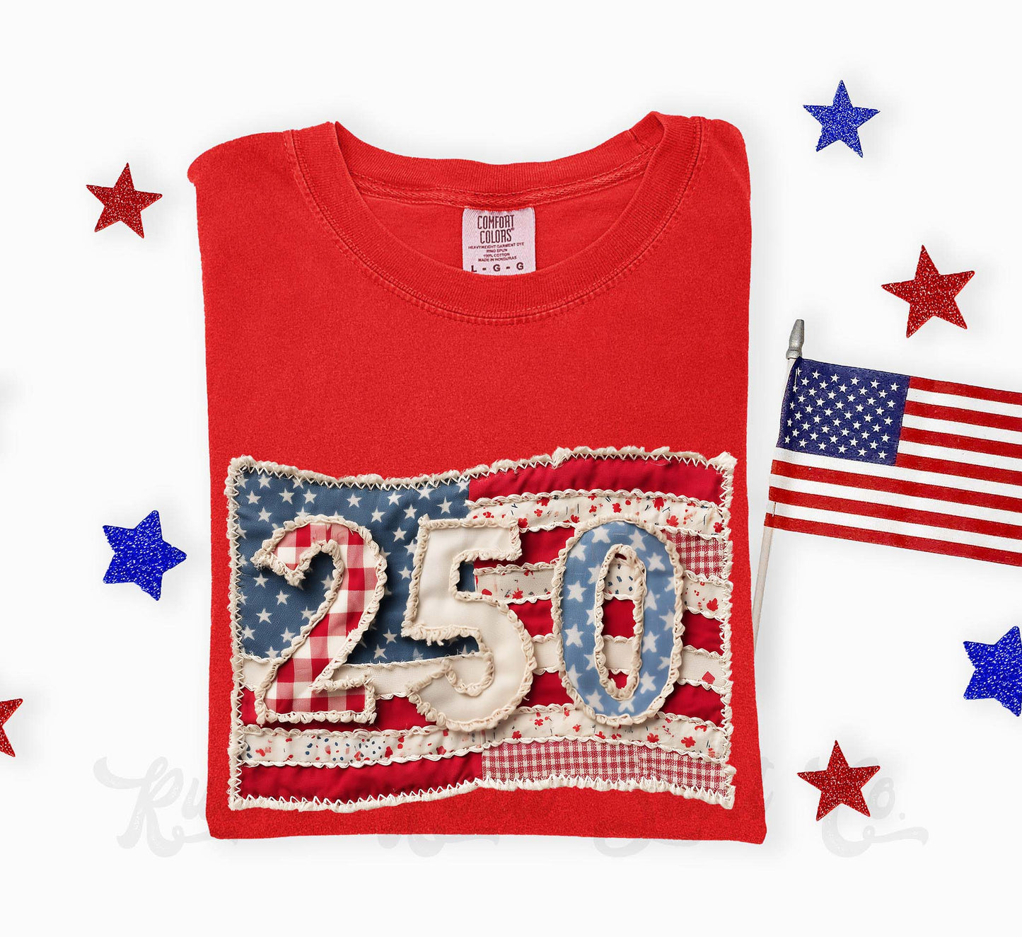 250 Years America Faux Quilt Shirt, 4th of July Shirt, Comfort Colors Shirt
