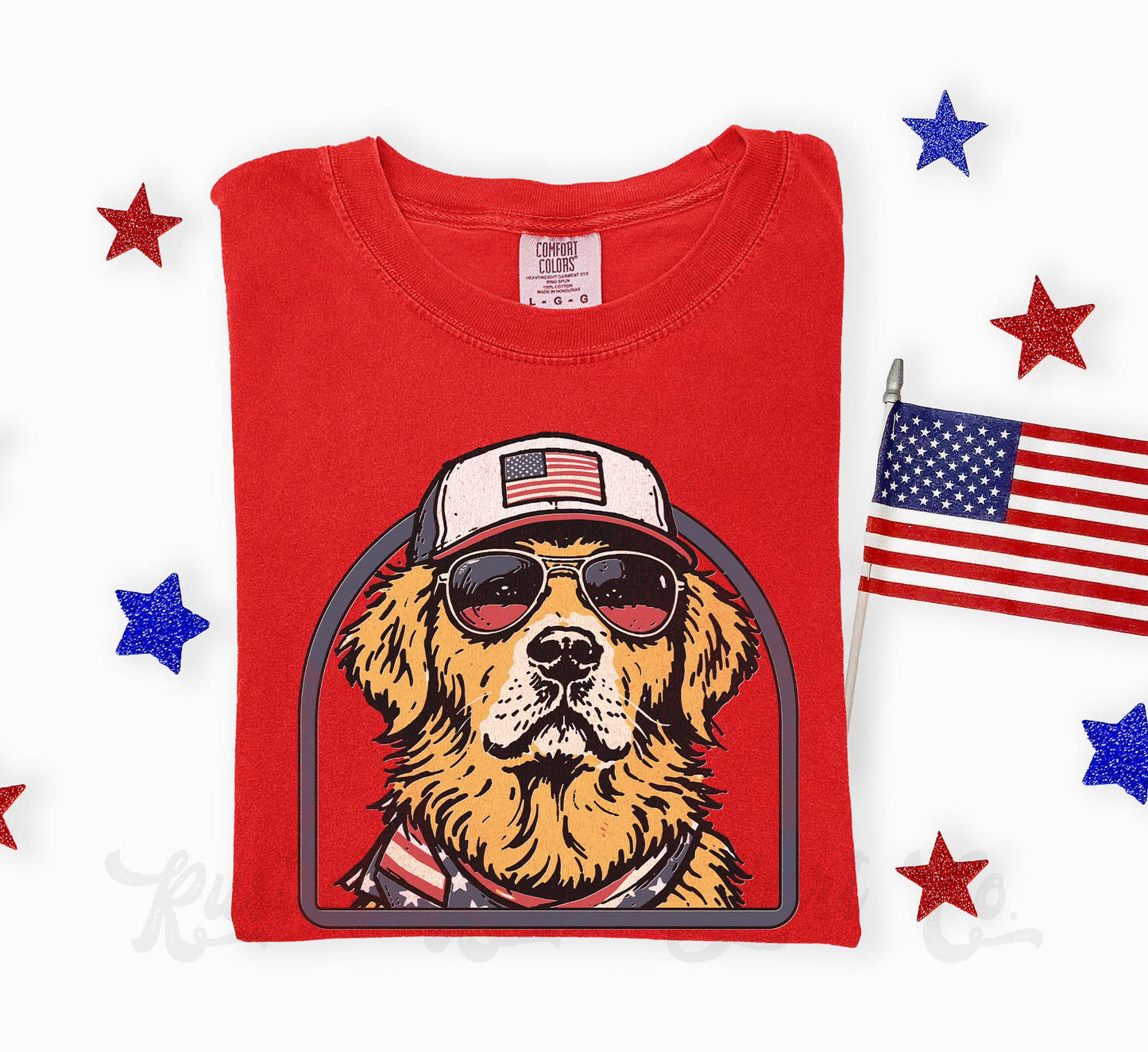Golden Retriever 4th of July Shirt, Dog Patriotic Shirt, Comfort Colors Shirt
