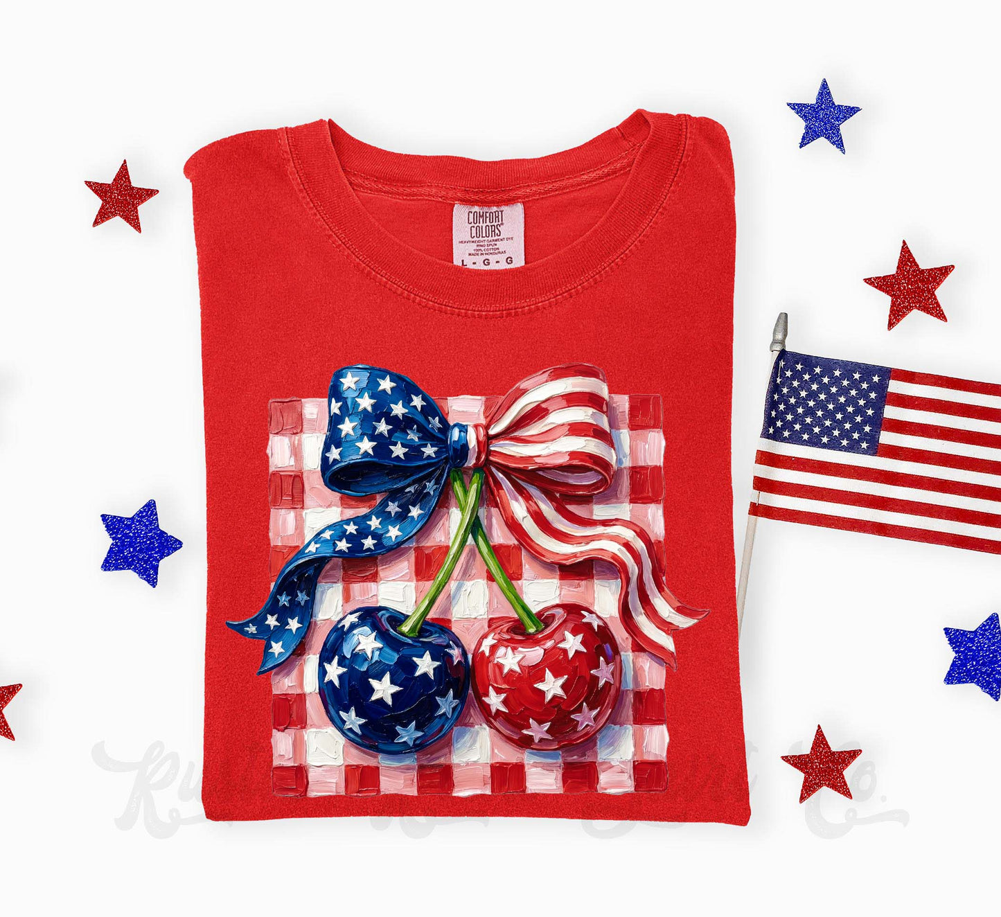 American Flag Cherry Coquette Shirt, 4th of July Shirt, Comfort Colors Shirt