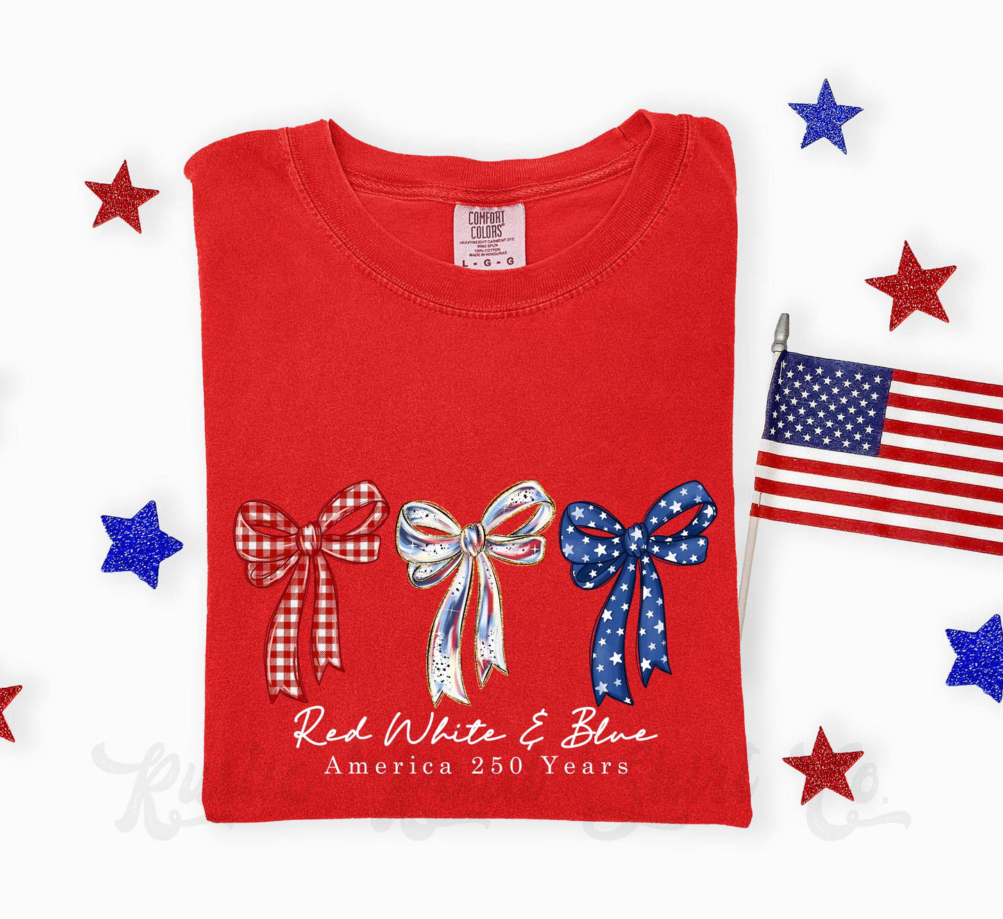 Red White and Blue Bows Shirt, 4th of July Shirt, Comfort Colors Shirt