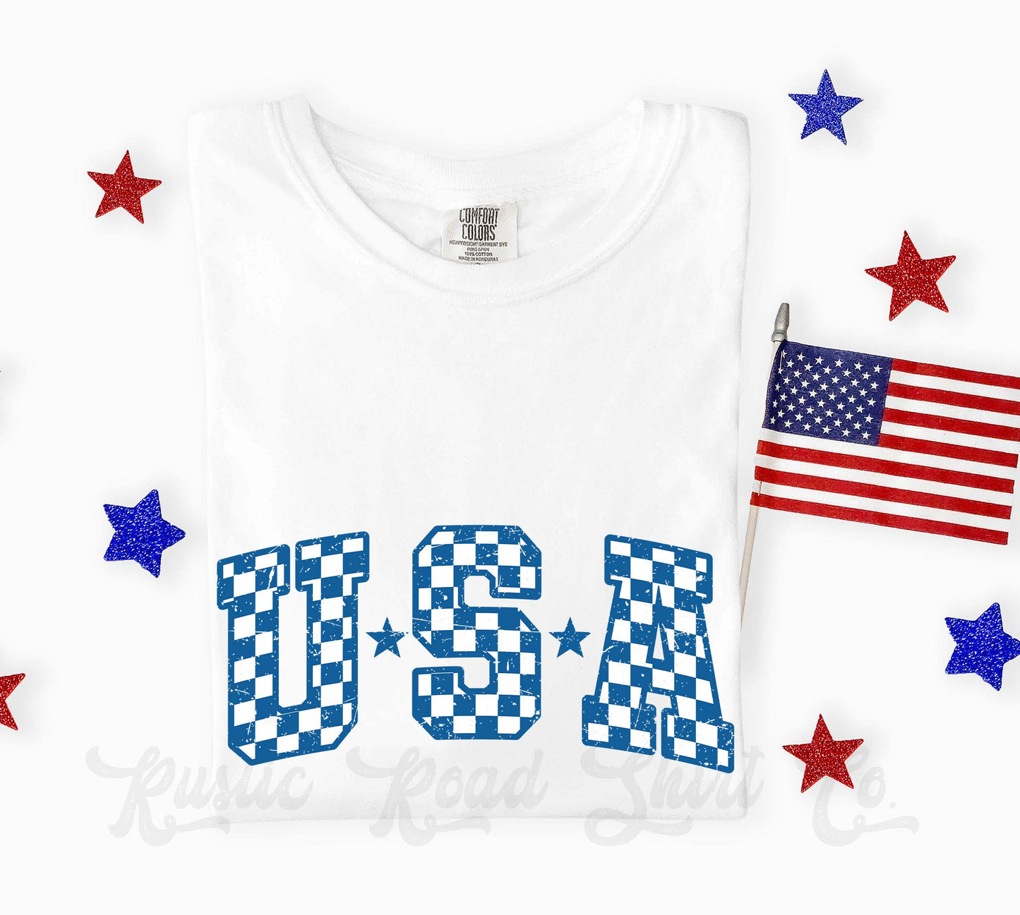 USA Checkered Shirt, Patriotic Shirt, 4th of July Shirt, Comfort Colors Shirt