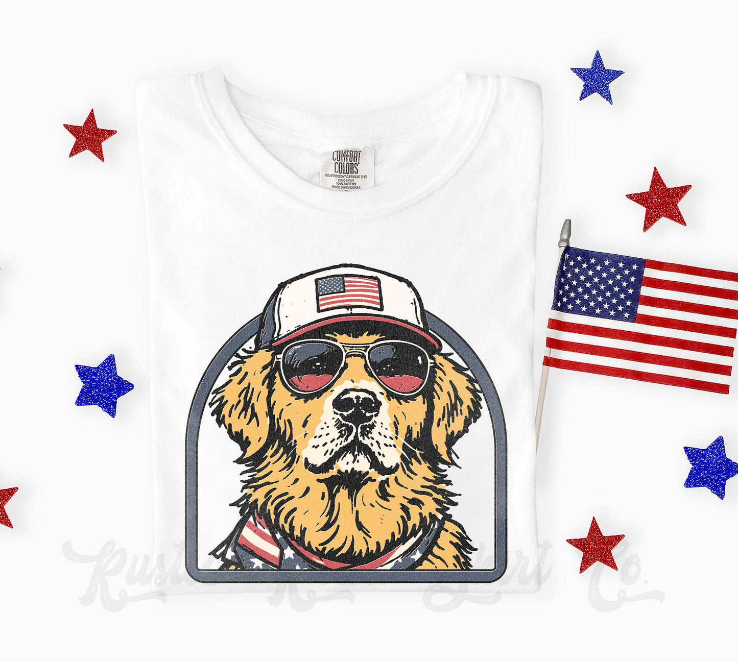 Golden Retriever 4th of July Shirt, Dog Patriotic Shirt, Comfort Colors Shirt