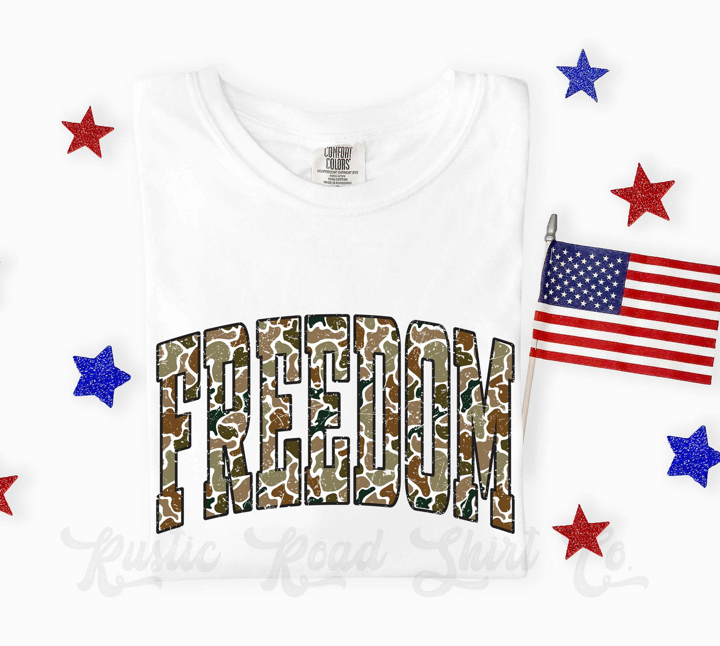 Camo Freedom Shirt, 4th of July Shirt, Comfort Colors Shirt