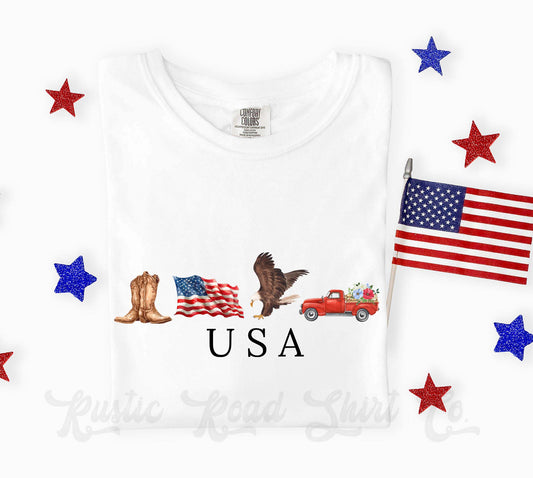 Vintage Inspired USA Shirt, 4th of July Shirt, Comfort Colors Shirt