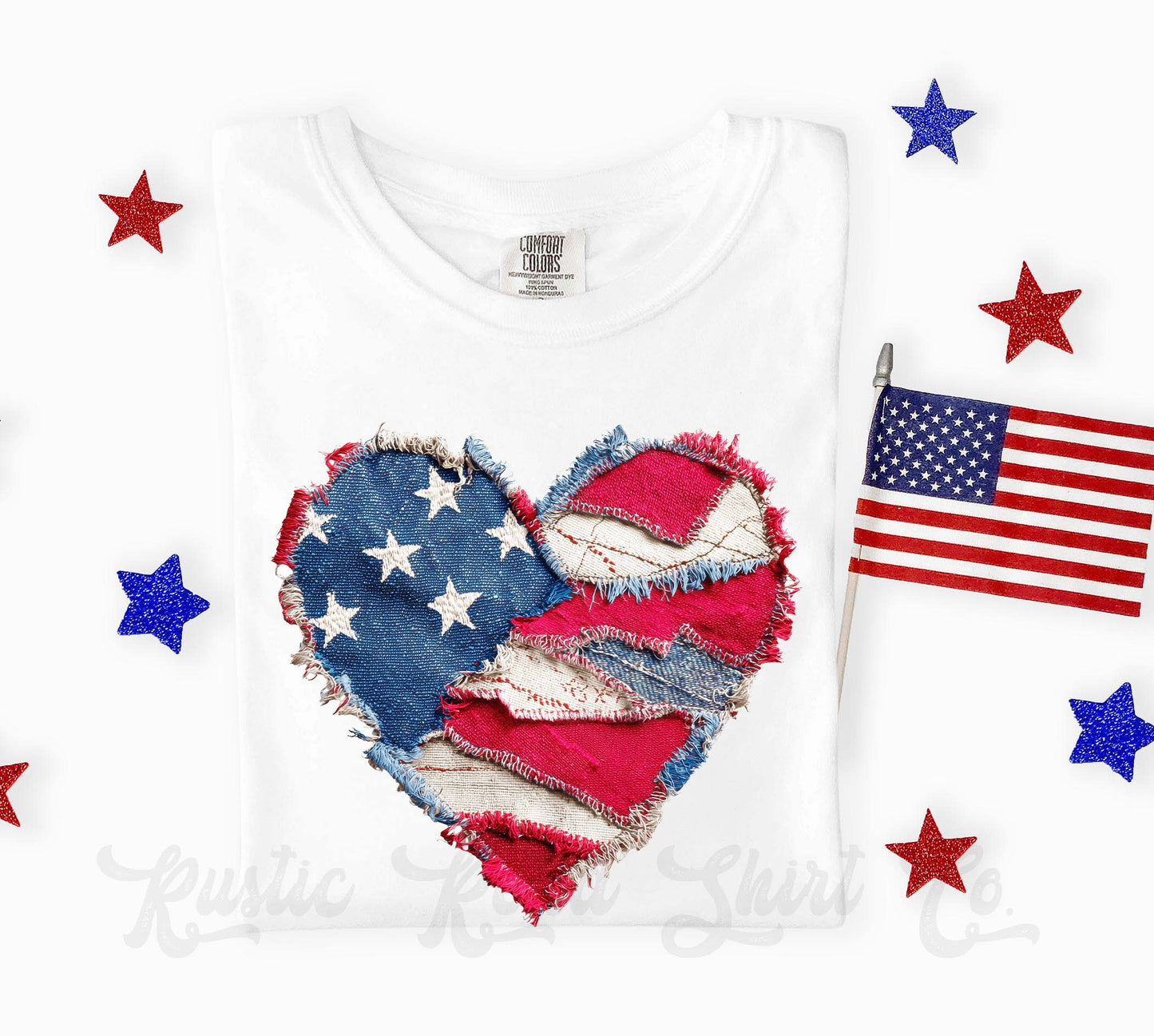 American Flag Heart Shirt, 4th of July Shirt, Comfort Colors Shirt