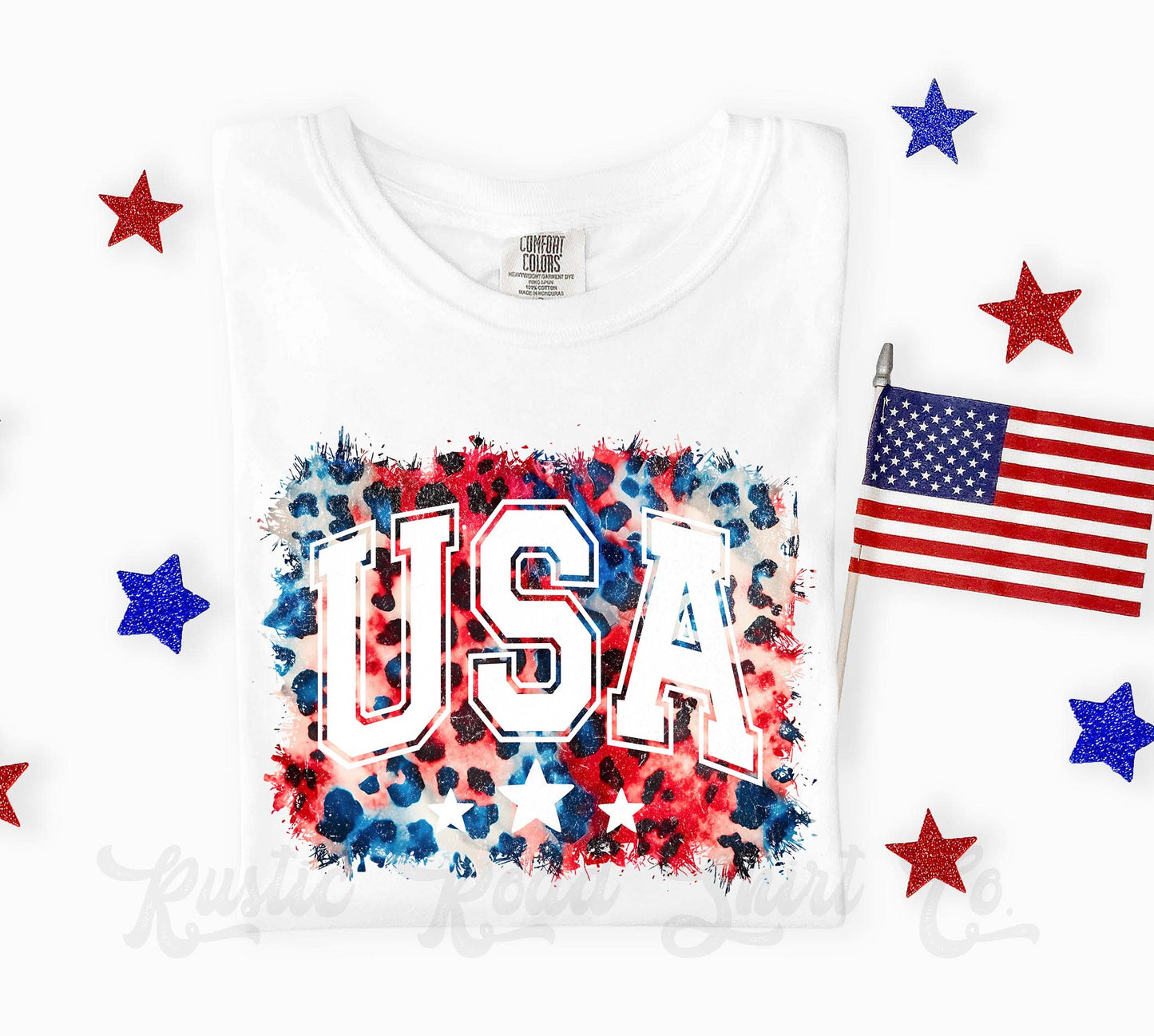 USA Cheetah Print Shirt, 4th of July Shirt, Comfort Colors Shirt