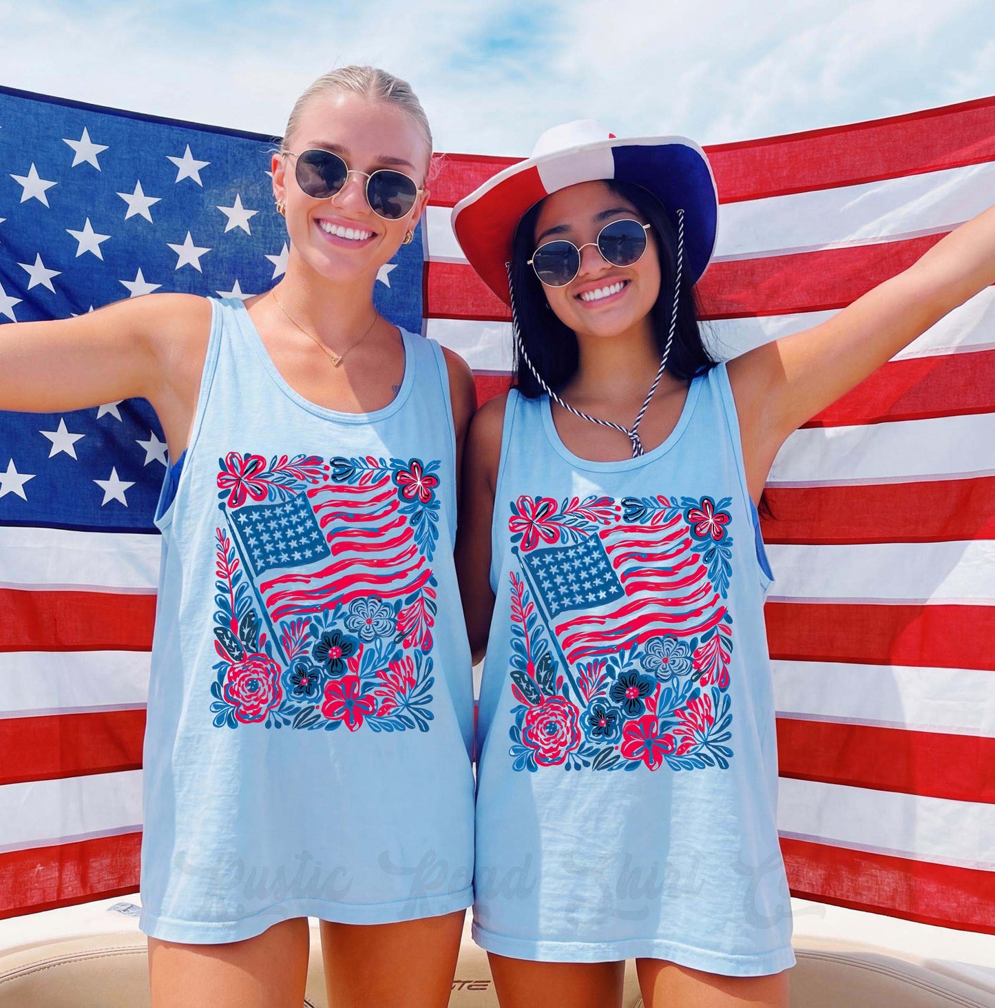 American Flag Faux Glitter Tank Top, 4th of July Tank Top, Comfort Colors Tank Top
