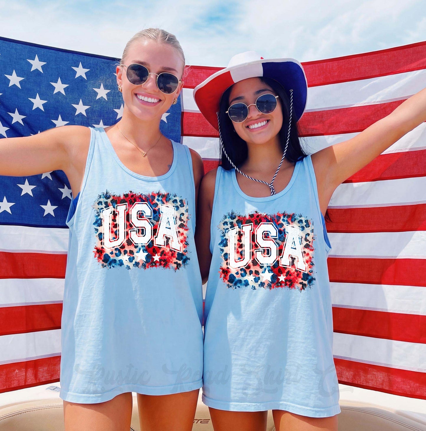 USA Retro Cheetah Tank Top, 4th of July Tank, Comfort Colors Tank