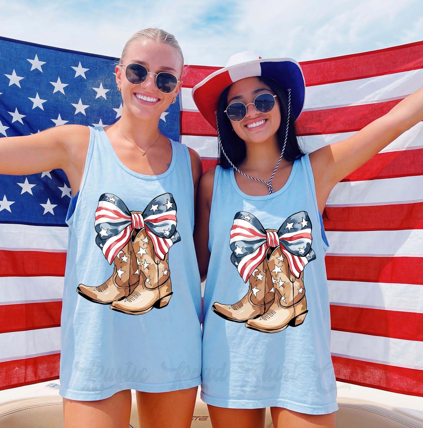 Western Cowgirl America Tank Top, 4th of July Tank Top, Comfort Colors Tank Top