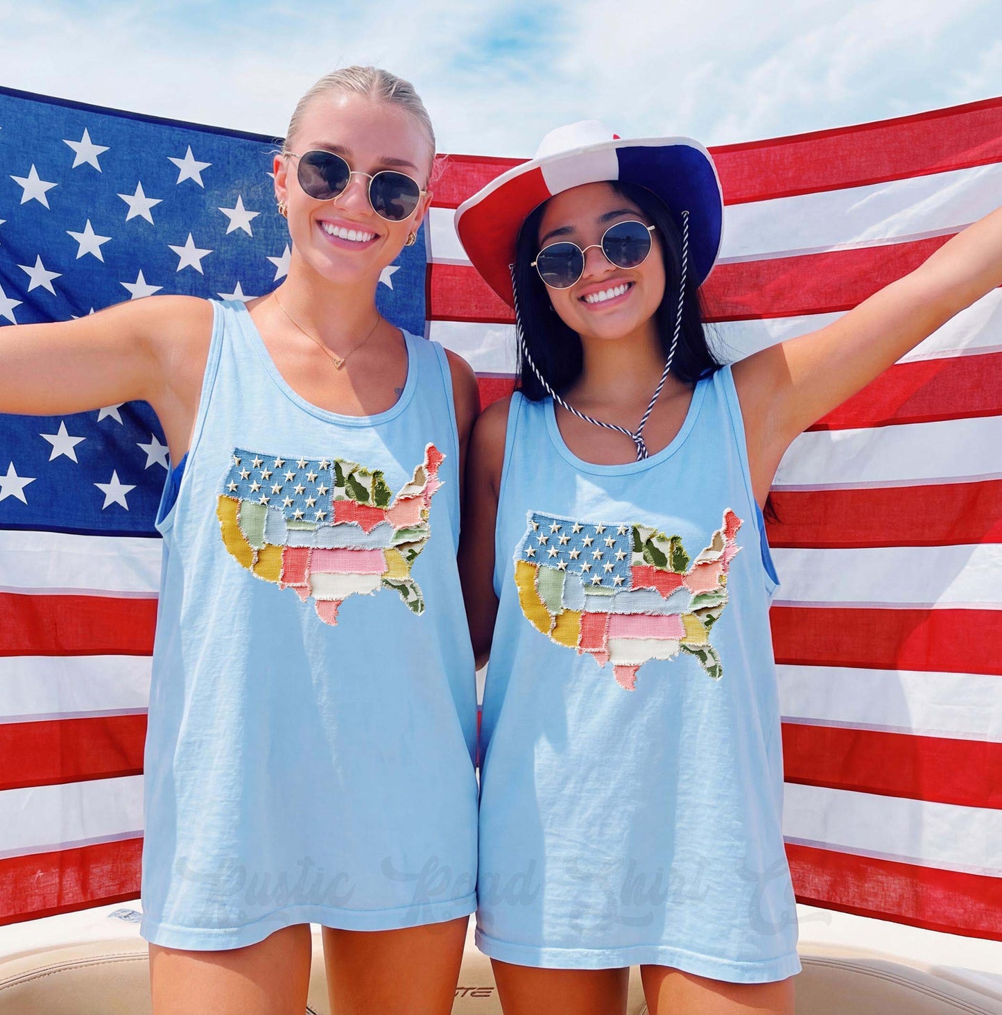 United States Faux Quilt Tank Top, 4th of July Tank, Comfort Colors Tank