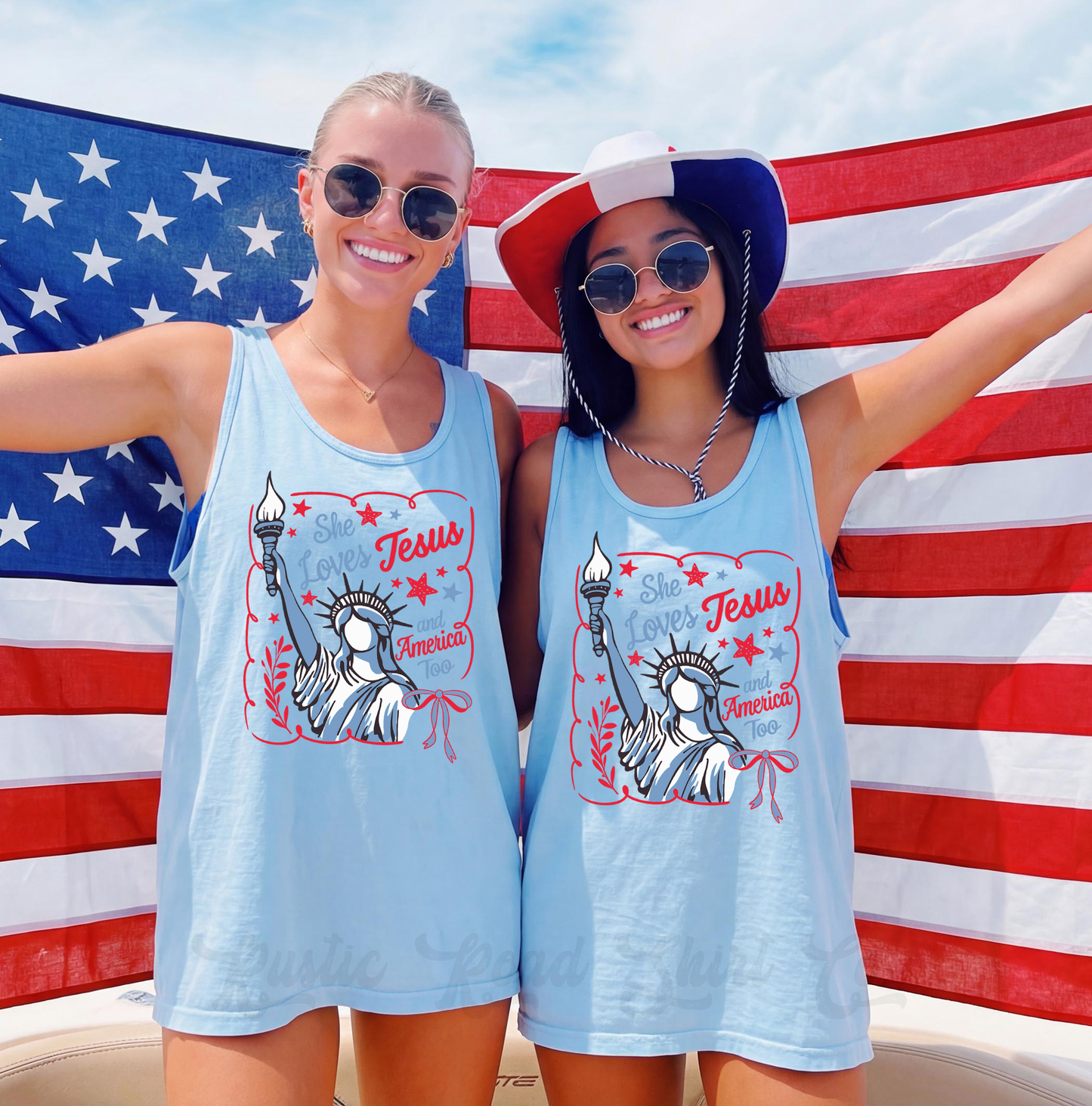She Loves Jesus and America Tank Top, 4th of July Tank Top, Comfort Colors Tank Top