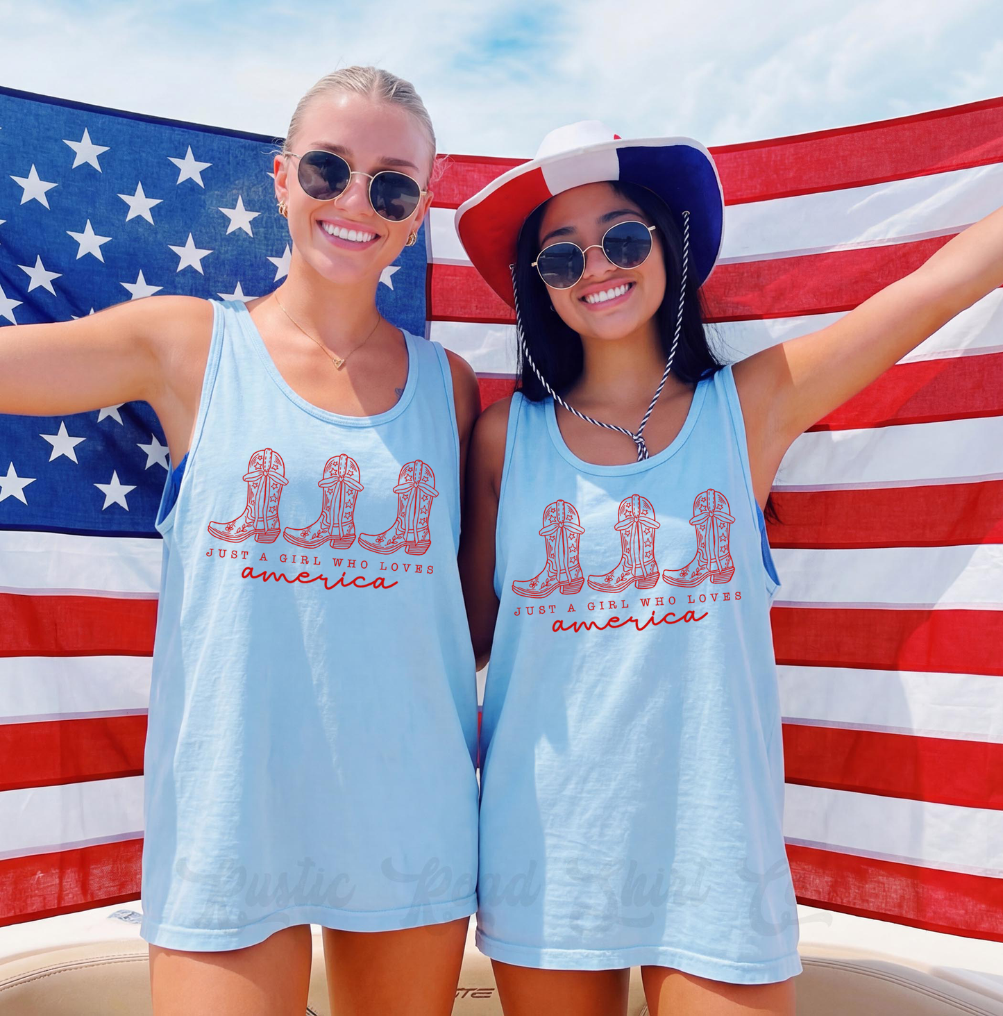 Just a Girl Who Loves America Tank Top, 4th of July Tank Top, Comfort Colors Tank Top